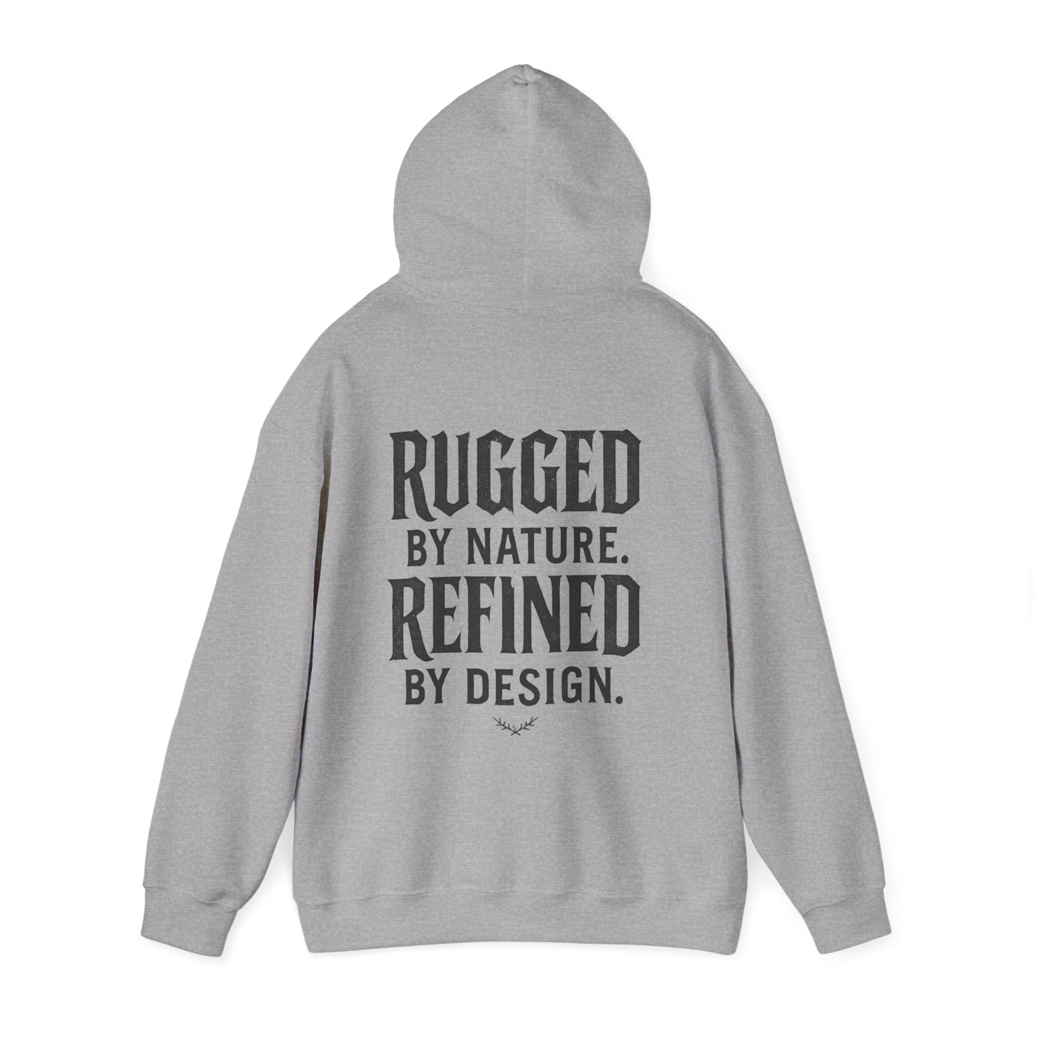 Rugged by Nature, Refined by Design Hoodie — Graffiti Chest Logo Pullover