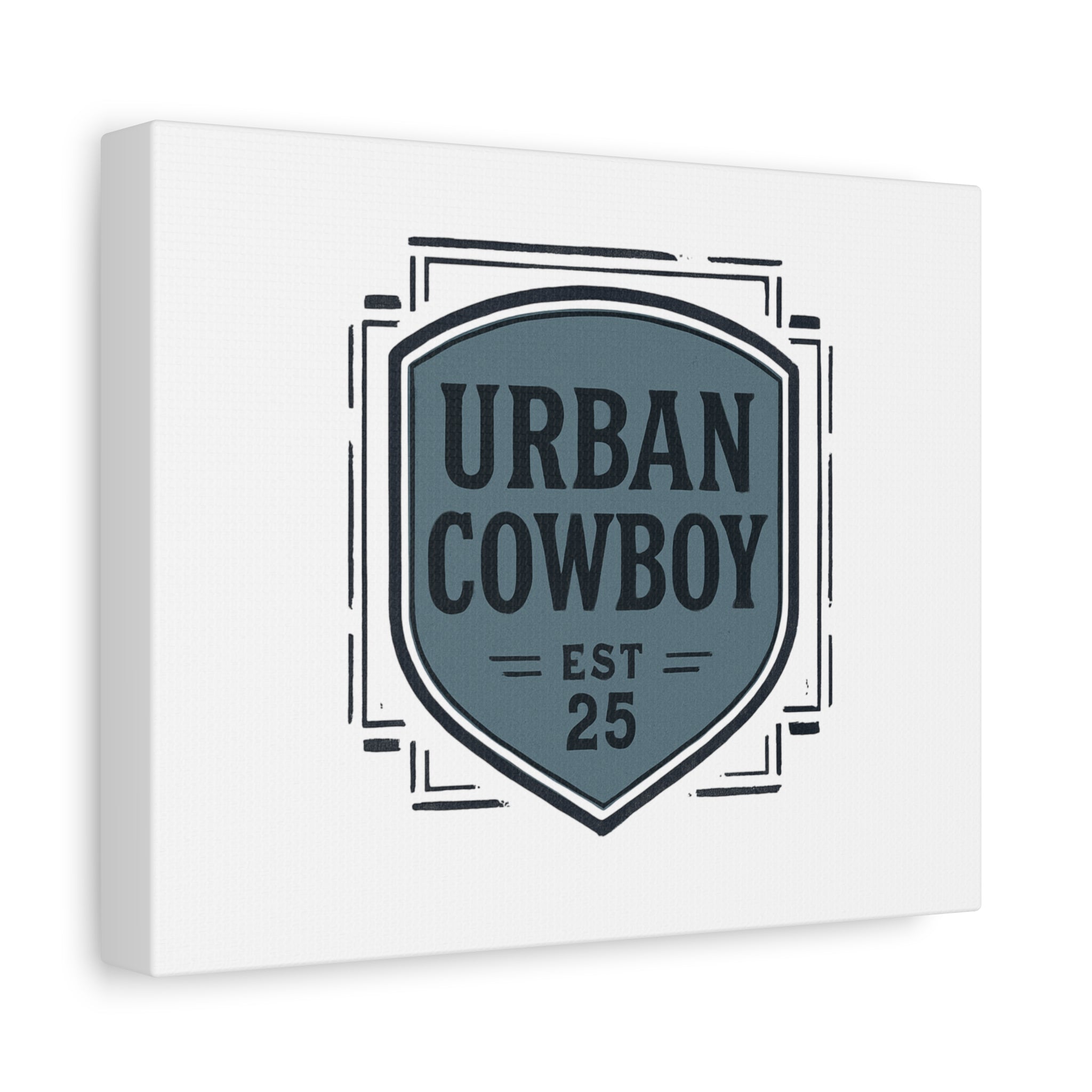 Urban Cowboy Shield Matte Canvas Wall Art — “URBAN COWBOY EST 25” Stretched Canvas