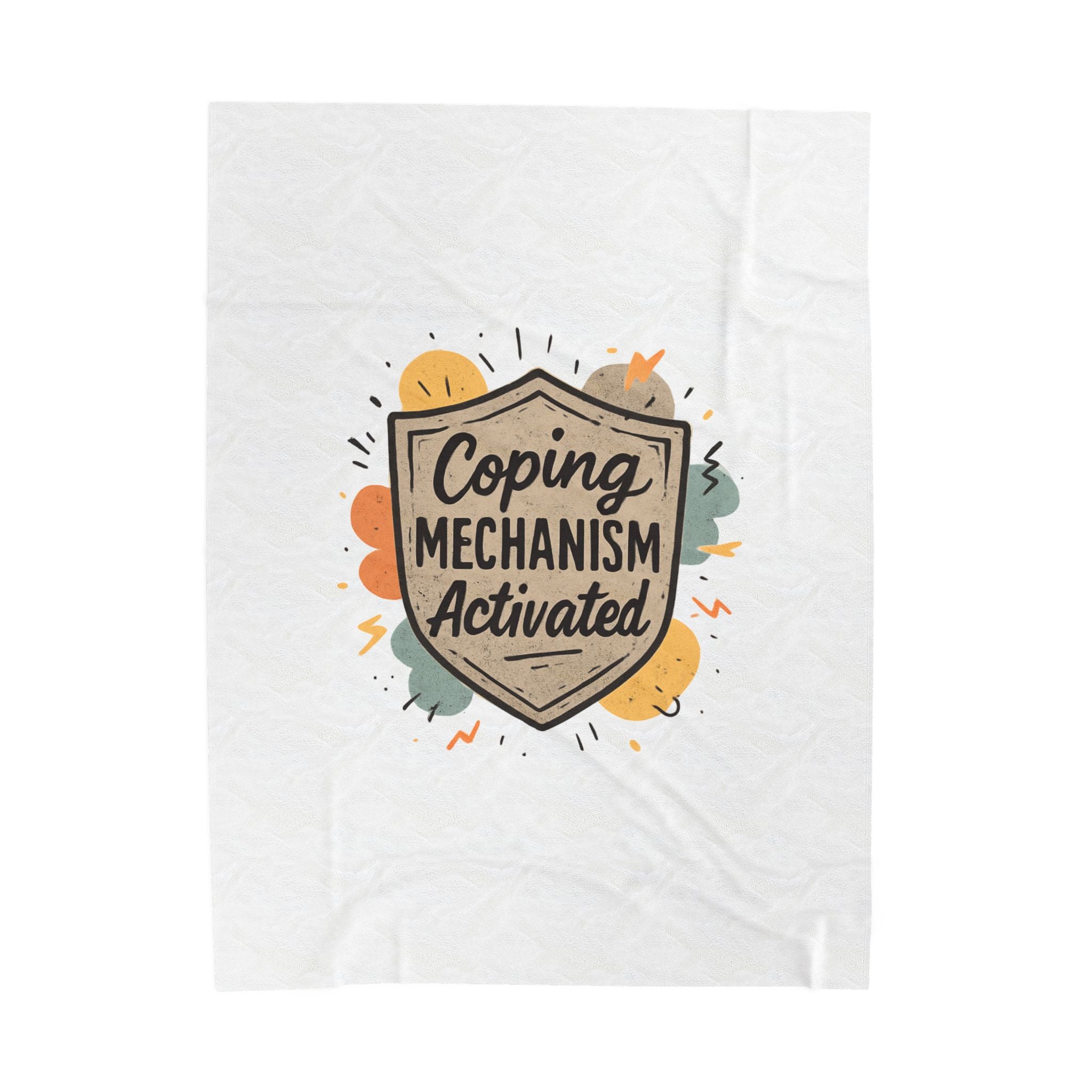 Velveteen Plush Blanket — "Coping Mechanism Activated" Cozy Throw for Stress Relief & Self-Care