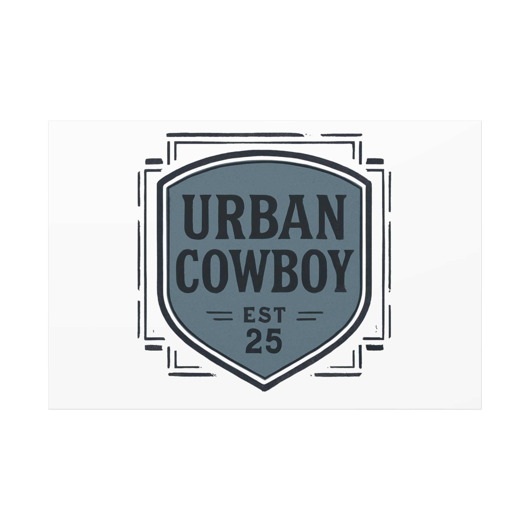 Urban Cowboy Shield Matte Canvas Wall Art — “URBAN COWBOY EST 25” Stretched Canvas