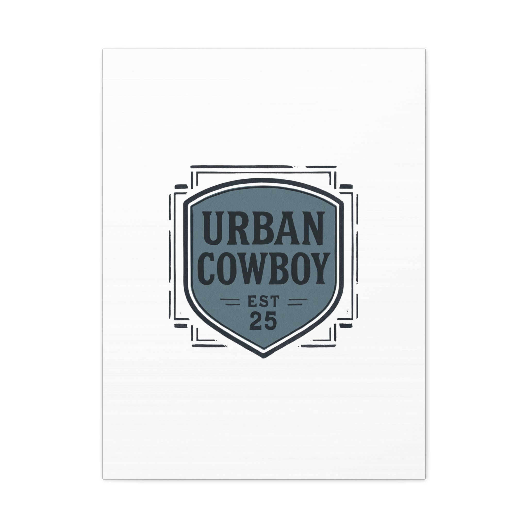 Urban Cowboy Shield Matte Canvas Wall Art — “URBAN COWBOY EST 25” Stretched Canvas
