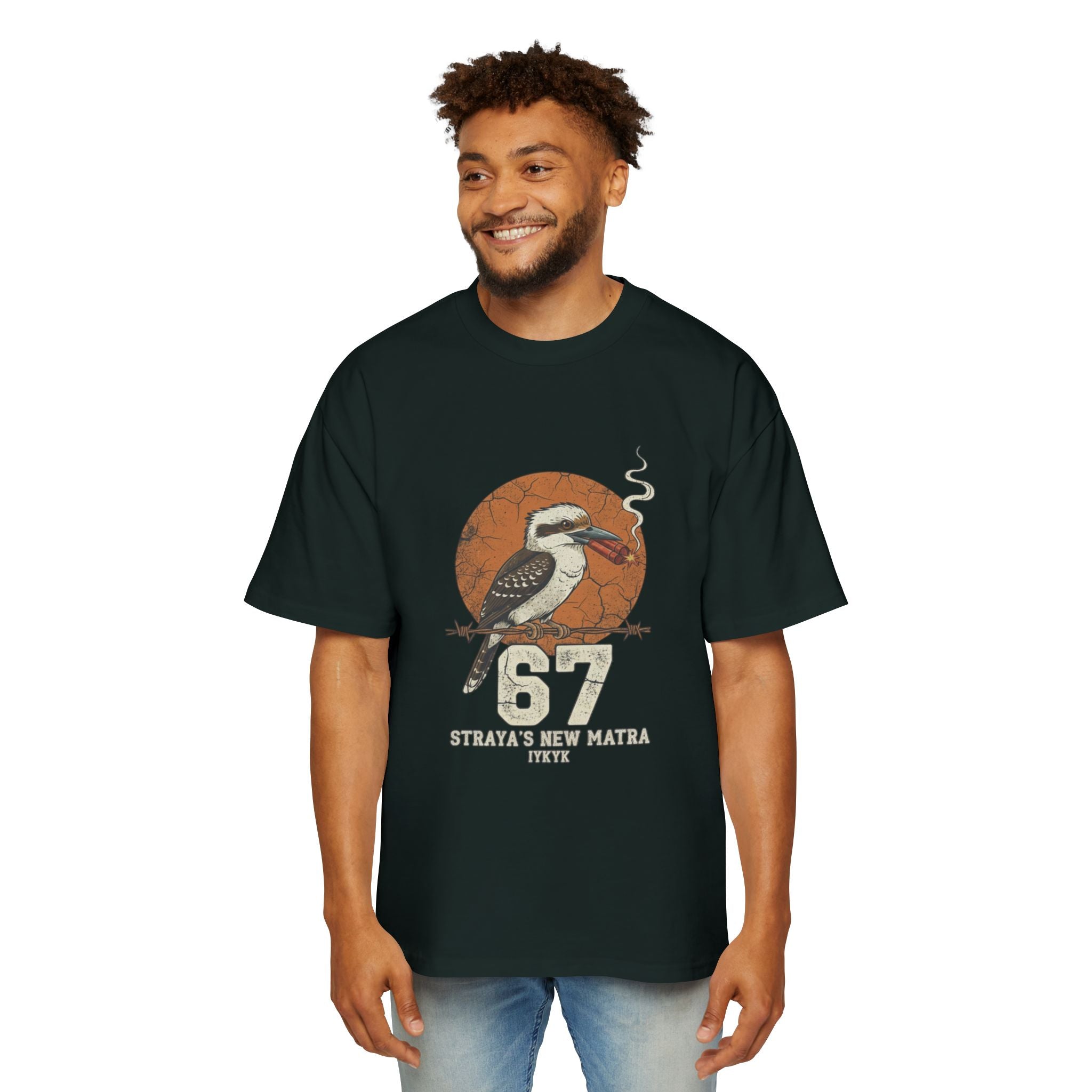 Kookaburra '67 Retro Graphic Tee – Straya's New Matra Men's Oversized Shirt