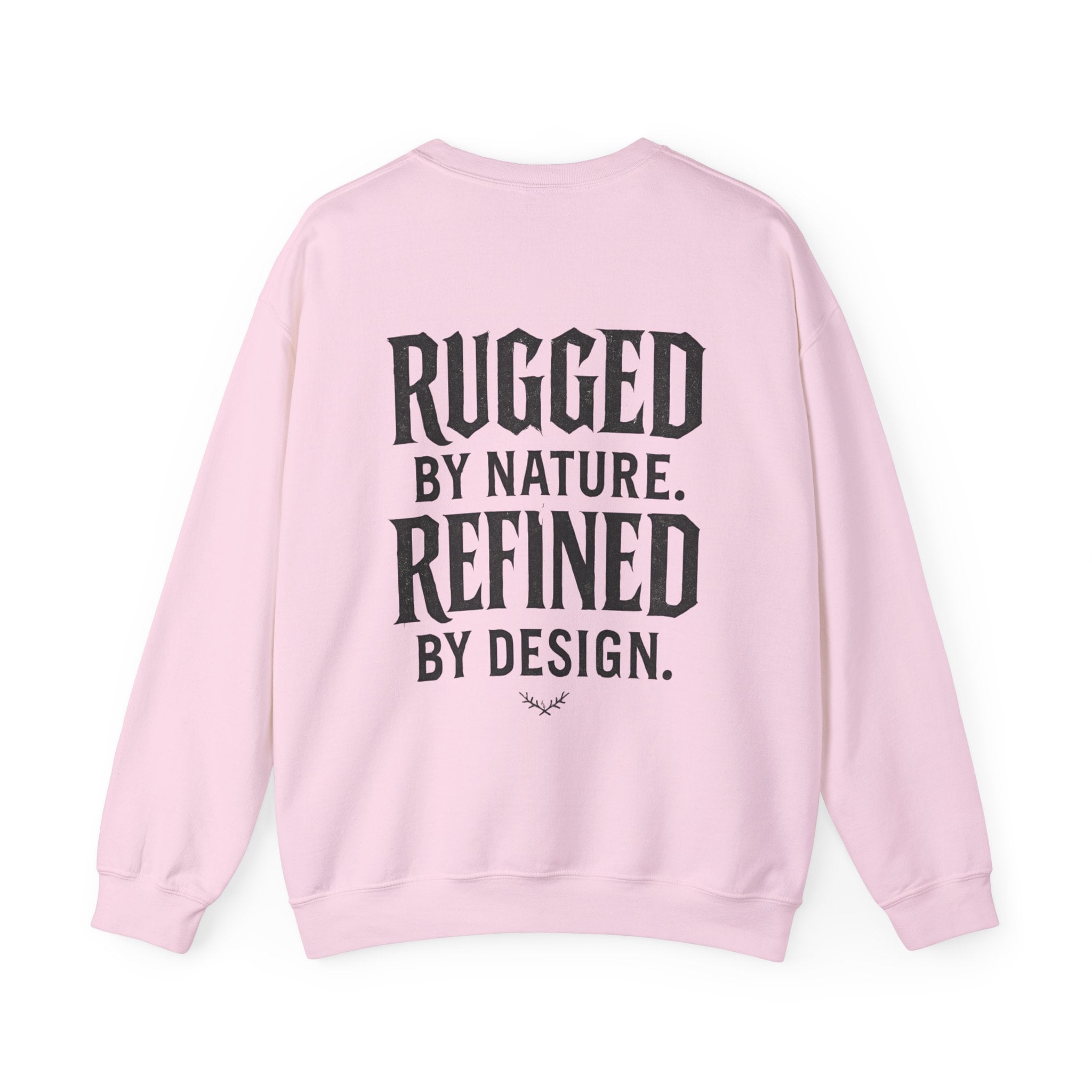 Graffiti Crewneck Sweatshirt — 'GAWD' Street Art Front with "Rugged by Nature. Refined by Design." Back