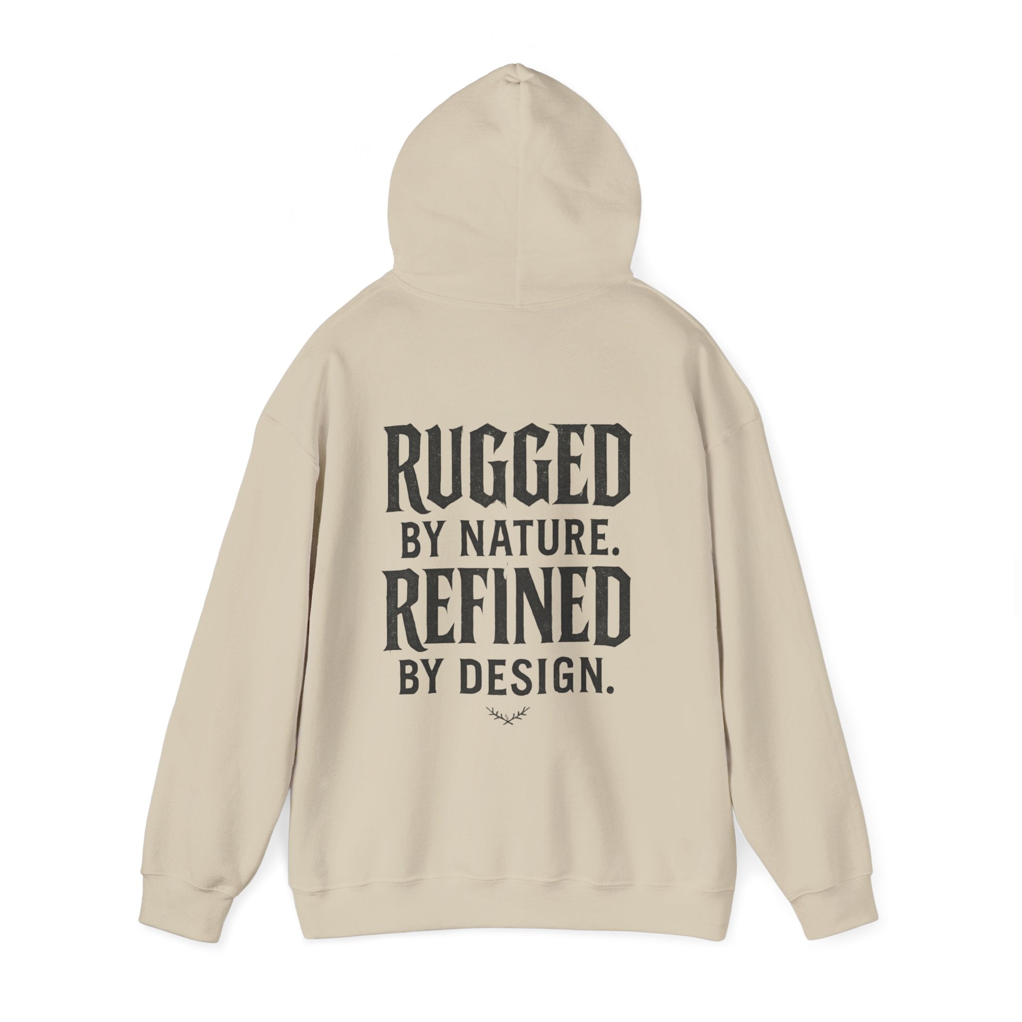 Rugged by Nature, Refined by Design Hoodie — Graffiti Chest Logo Pullover