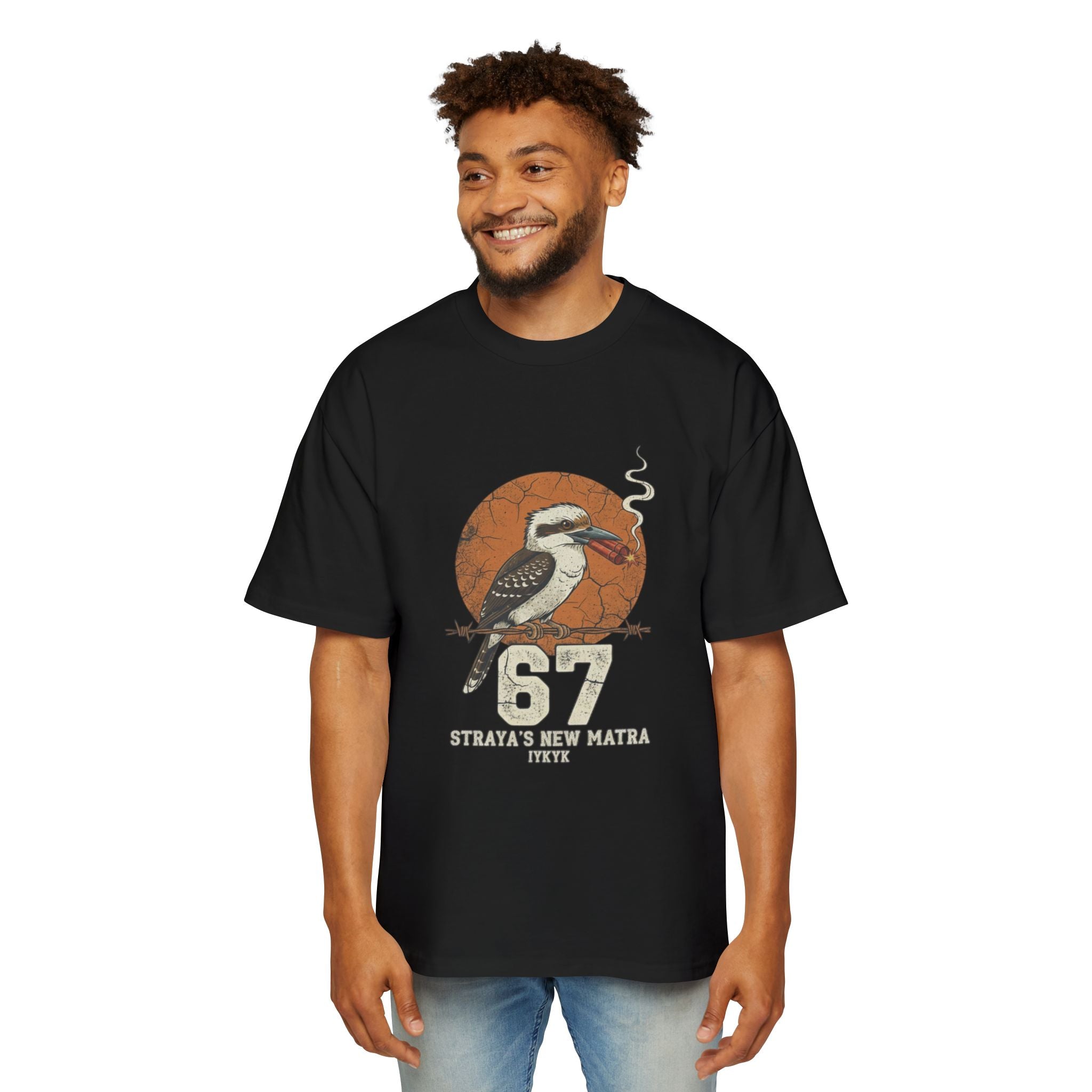 Kookaburra '67 Retro Graphic Tee – Straya's New Matra Men's Oversized Shirt