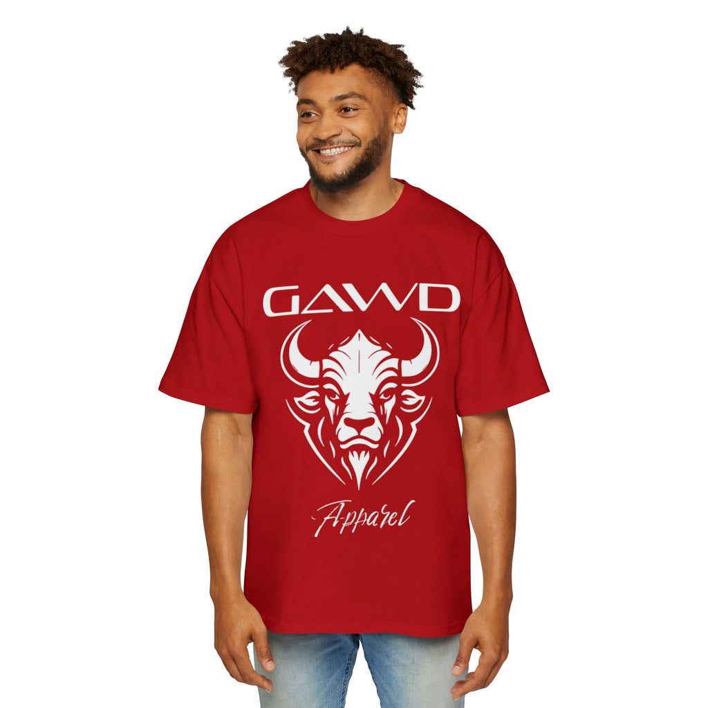 GAWD Bull Graphic Tee — Men's Oversized Red T‑Shirt (Apparel)