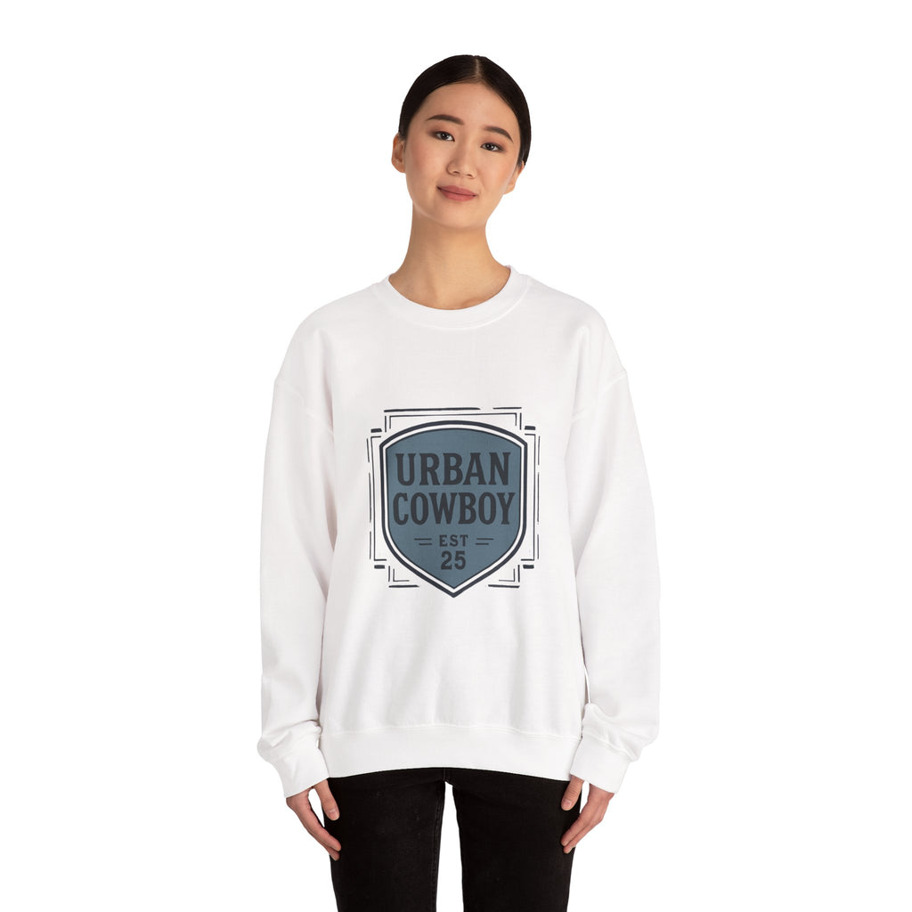 Urban Cowboy Crewneck Sweatshirt — Retro Shield Logo (Est. 25)