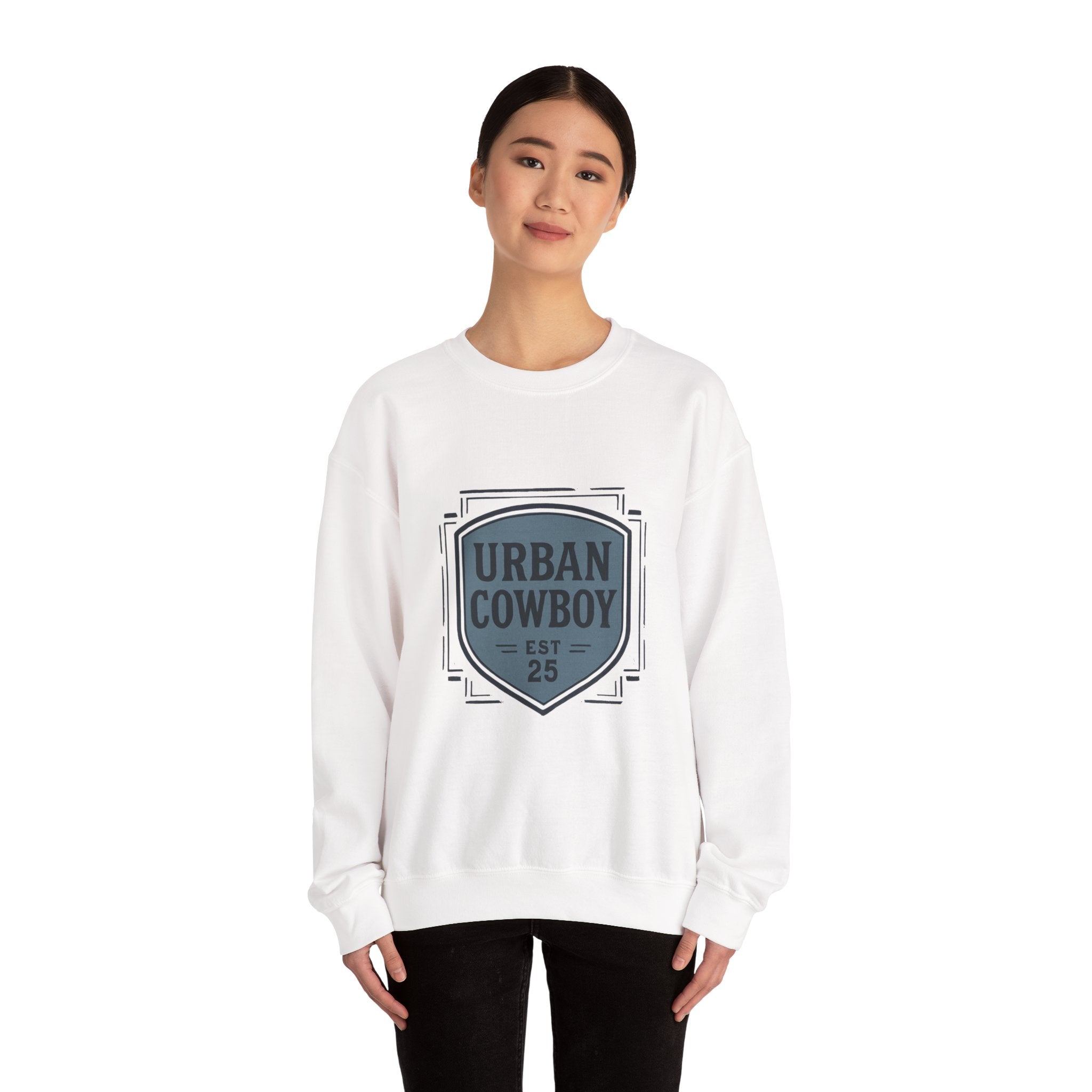 Urban Cowboy Crewneck Sweatshirt — Retro Shield Logo (Est. 25)
