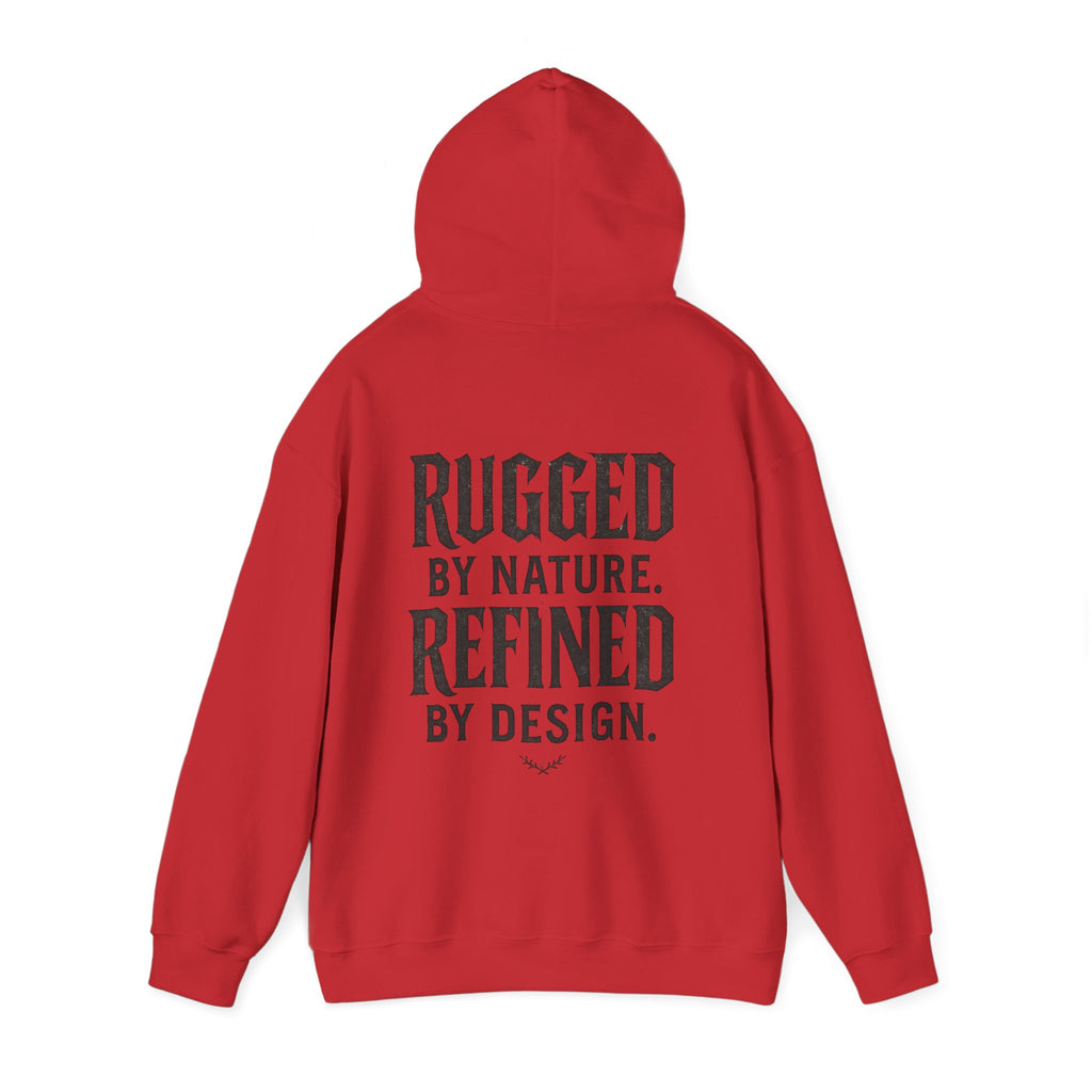Rugged by Nature, Refined by Design Hoodie — Graffiti Chest Logo Pullover