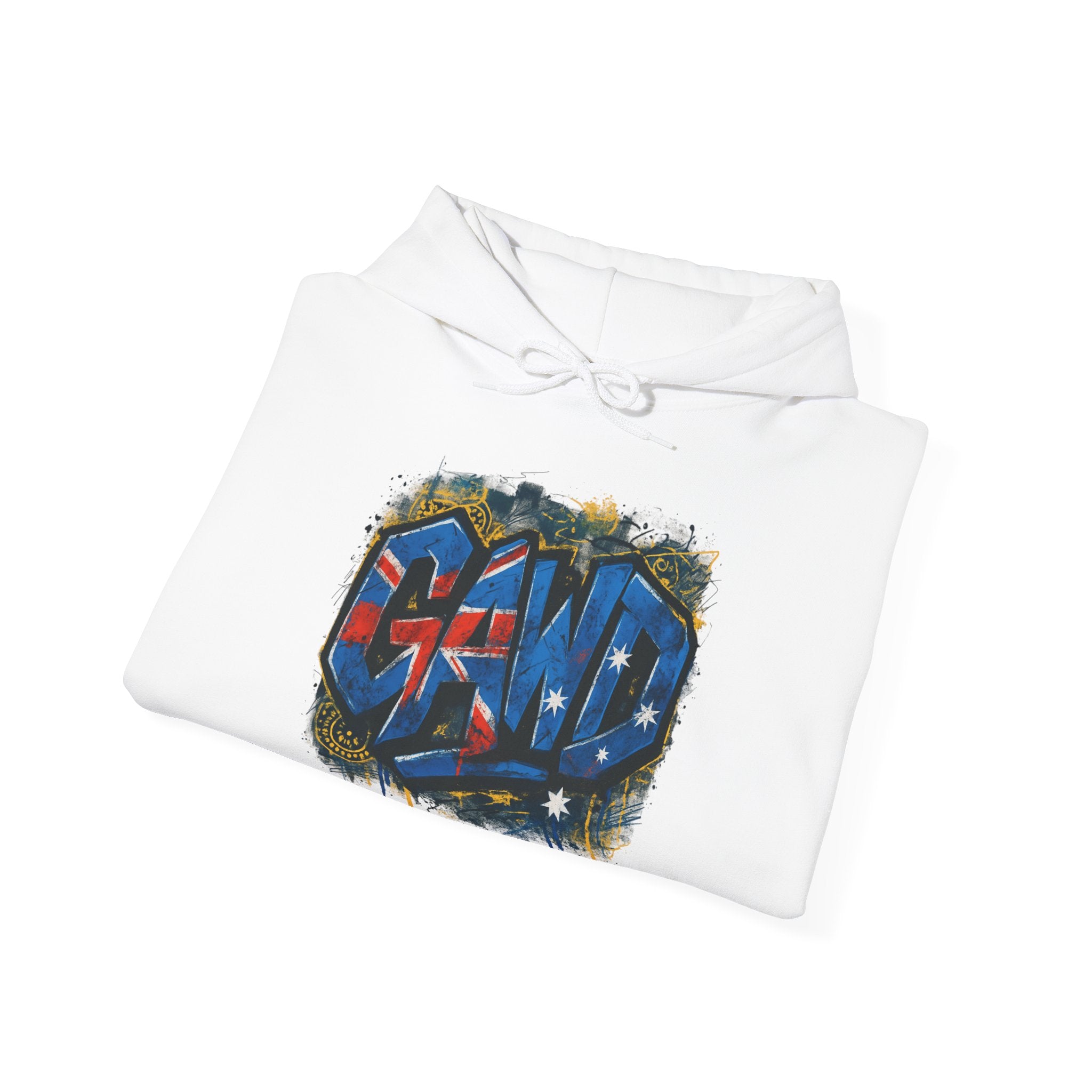 Rugged by Nature, Refined by Design Hoodie — Graffiti Chest Logo Pullover