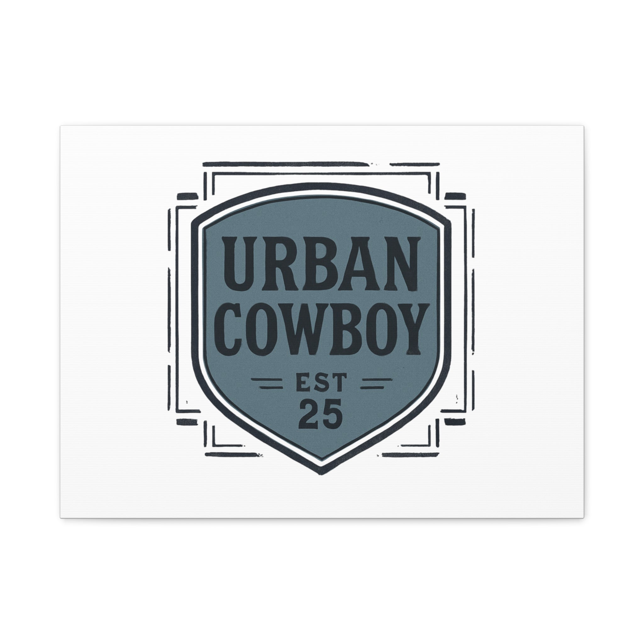 Urban Cowboy Shield Matte Canvas Wall Art — “URBAN COWBOY EST 25” Stretched Canvas
