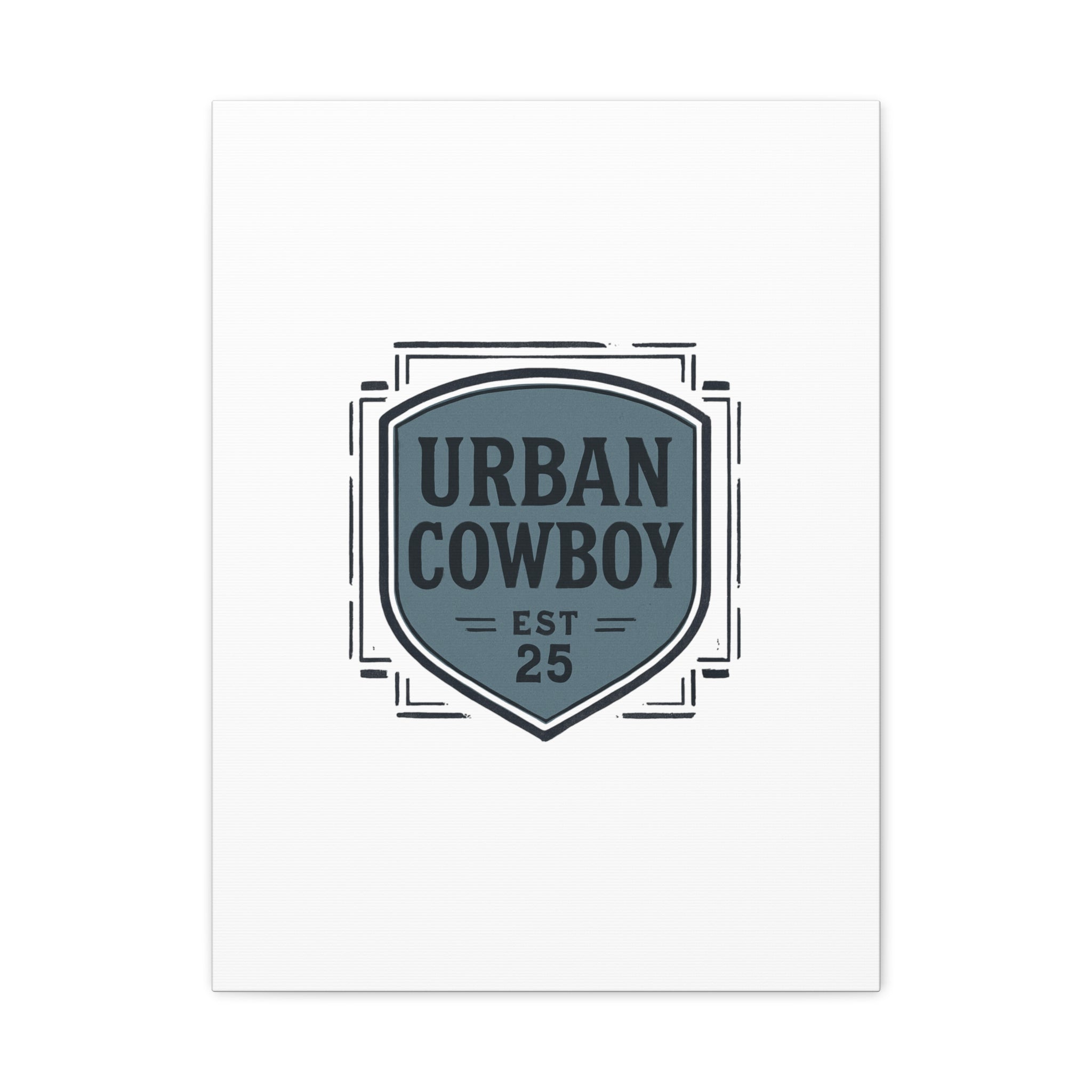 Urban Cowboy Shield Matte Canvas Wall Art — “URBAN COWBOY EST 25” Stretched Canvas