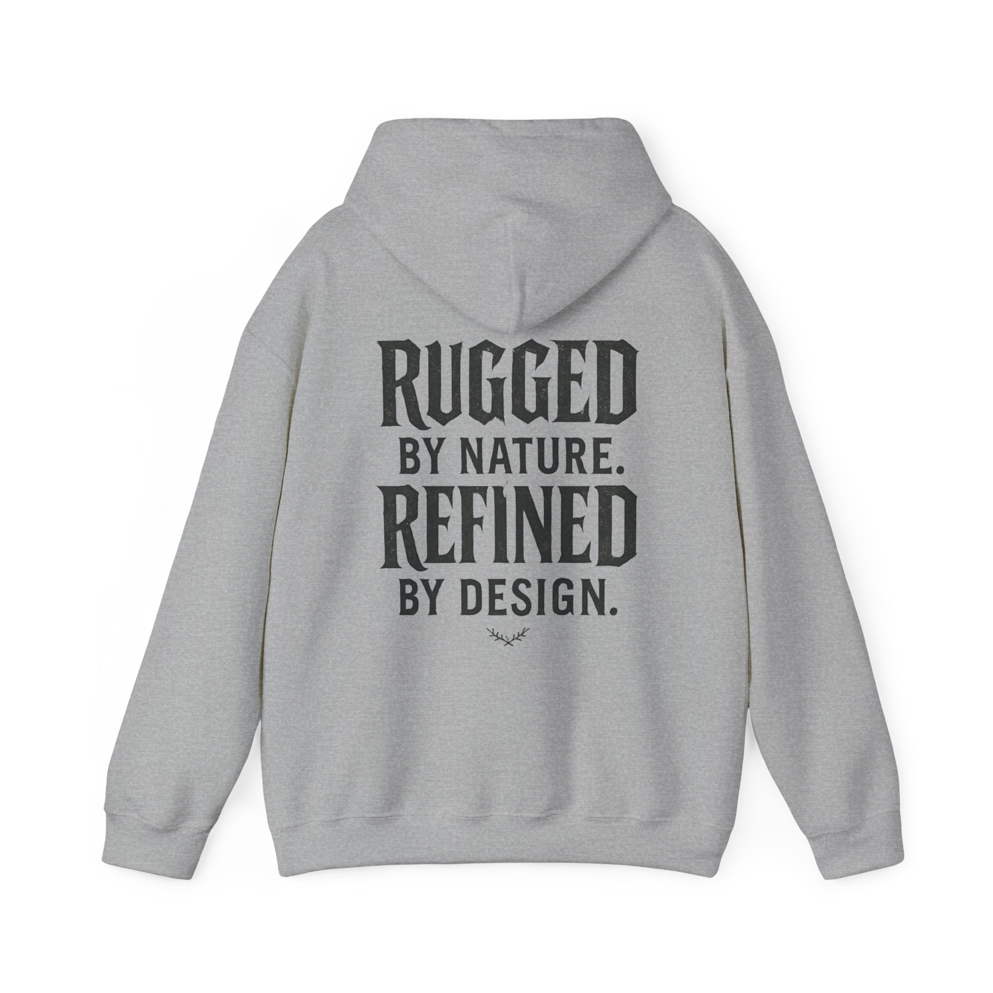 Rugged by Nature, Refined by Design Hoodie — Graffiti Chest Logo Pullover