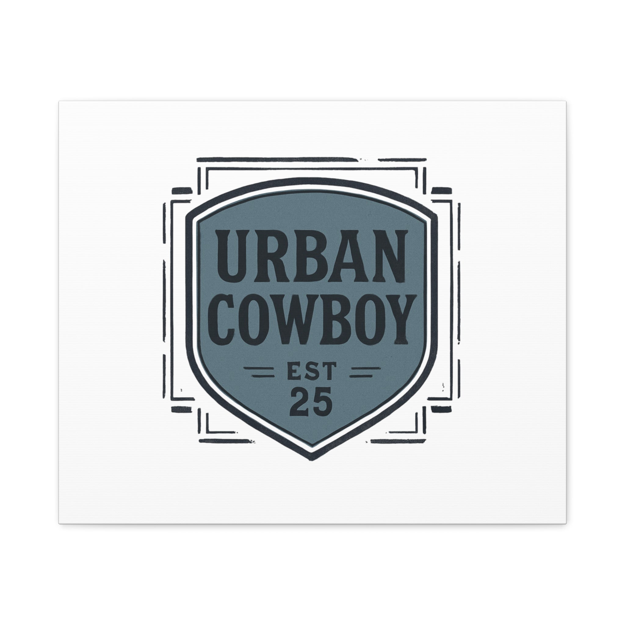 Urban Cowboy Shield Matte Canvas Wall Art — “URBAN COWBOY EST 25” Stretched Canvas