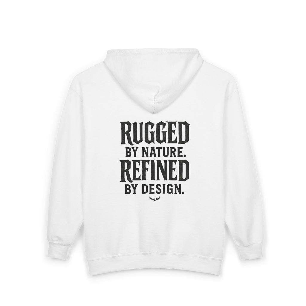 GAWD Bold Zip Hoodie — “Rugged by Nature. Refined by Design.” Graphic Zip-Up