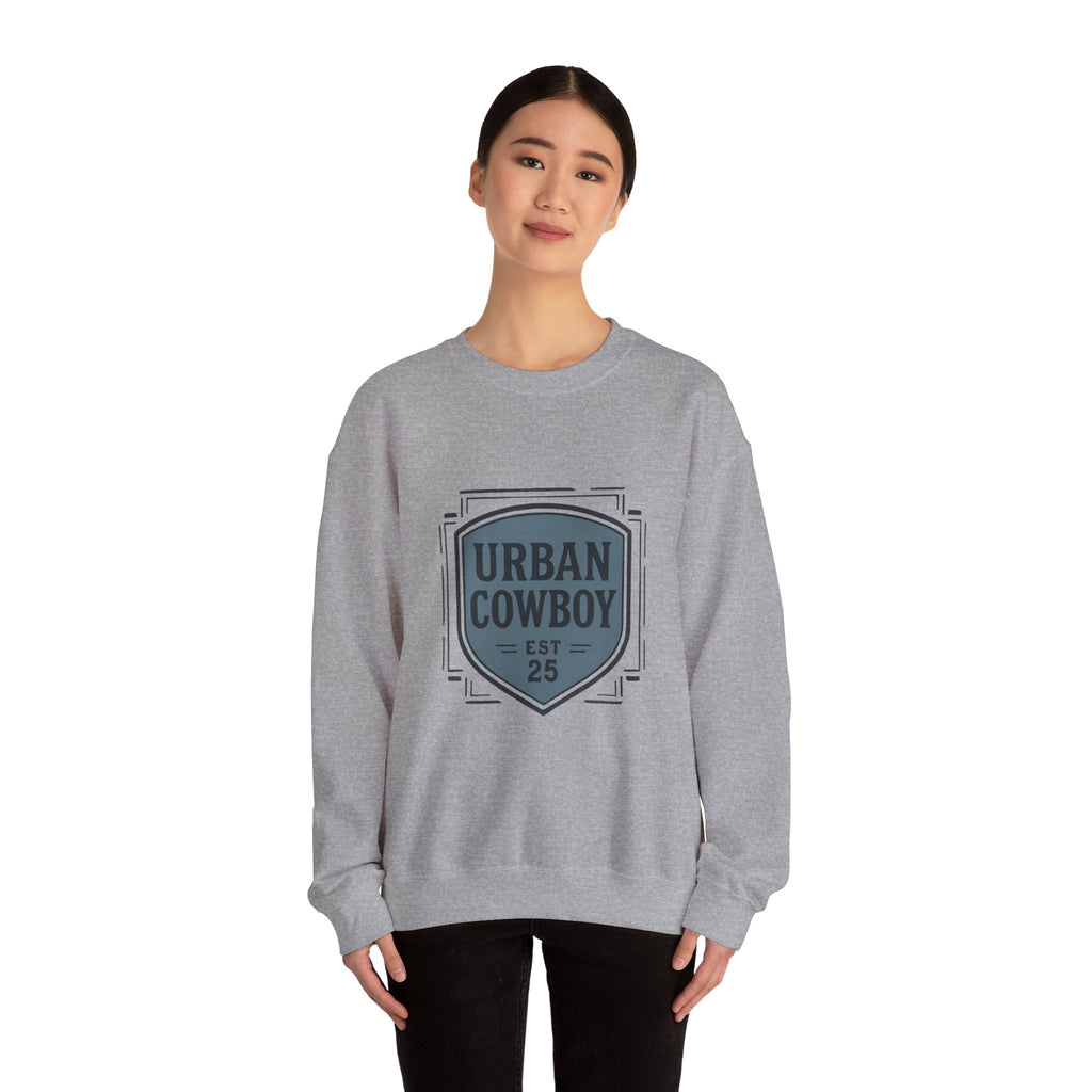 Urban Cowboy Crewneck Sweatshirt — Retro Shield Logo (Est. 25)
