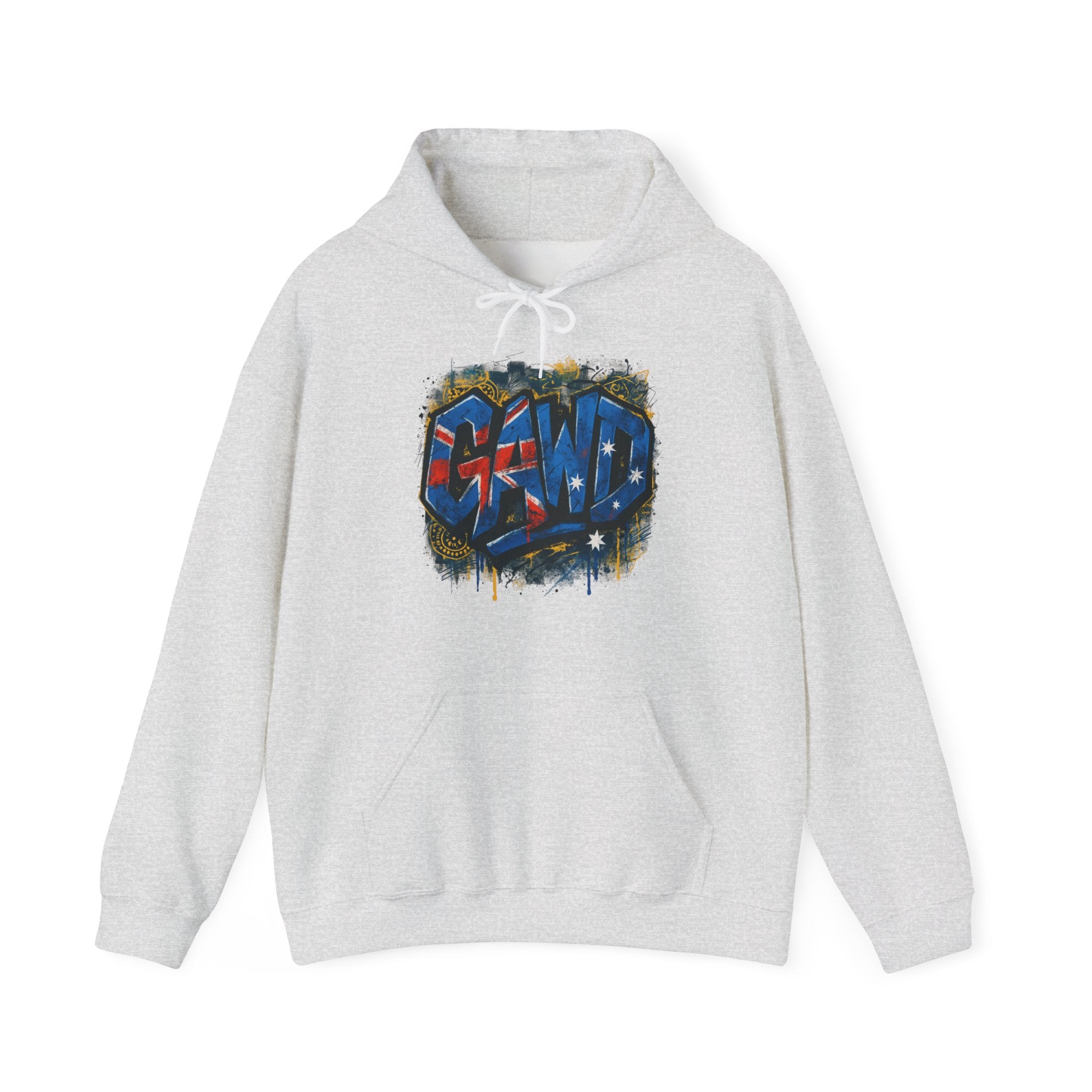 Rugged by Nature, Refined by Design Hoodie — Graffiti Chest Logo Pullover