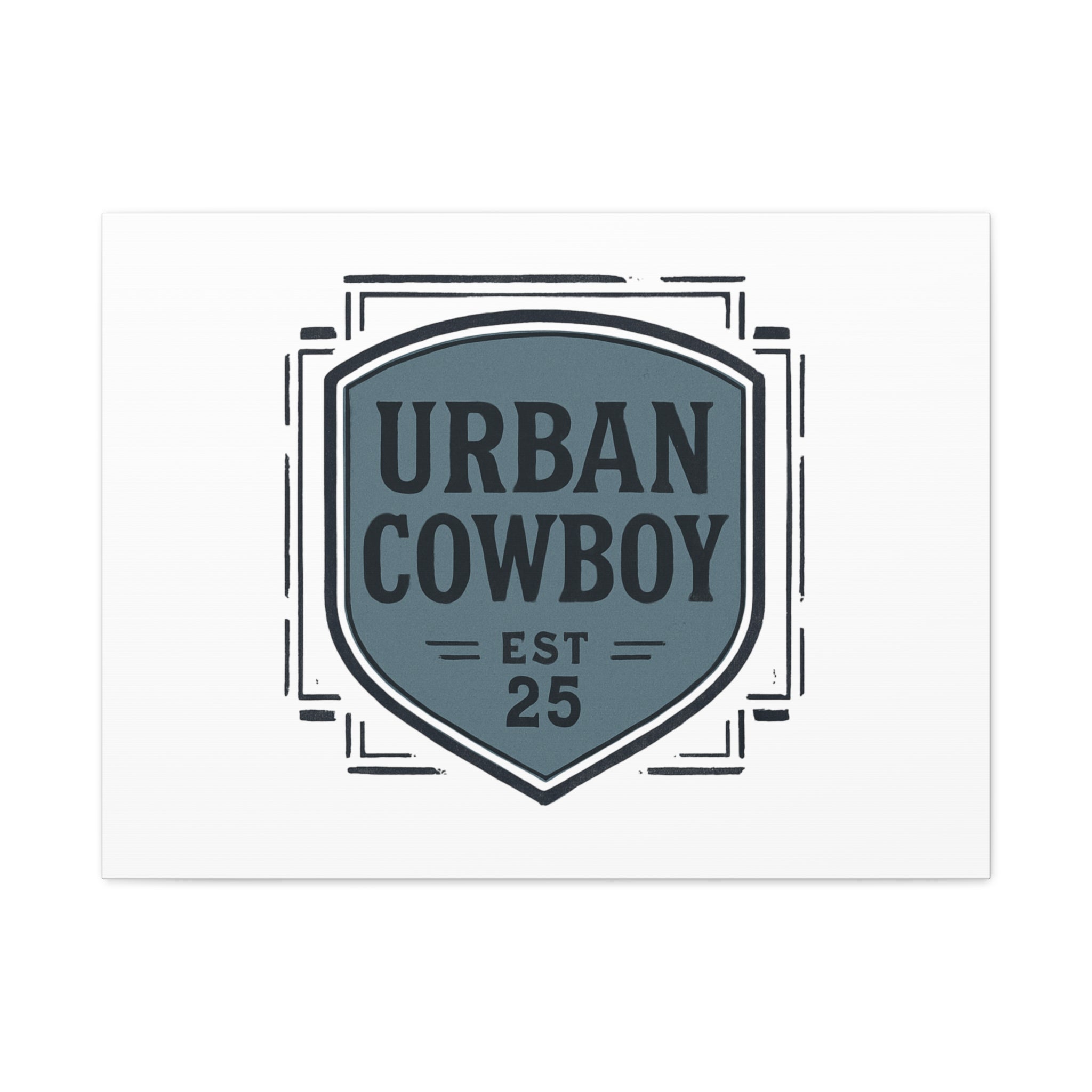Urban Cowboy Shield Matte Canvas Wall Art — “URBAN COWBOY EST 25” Stretched Canvas