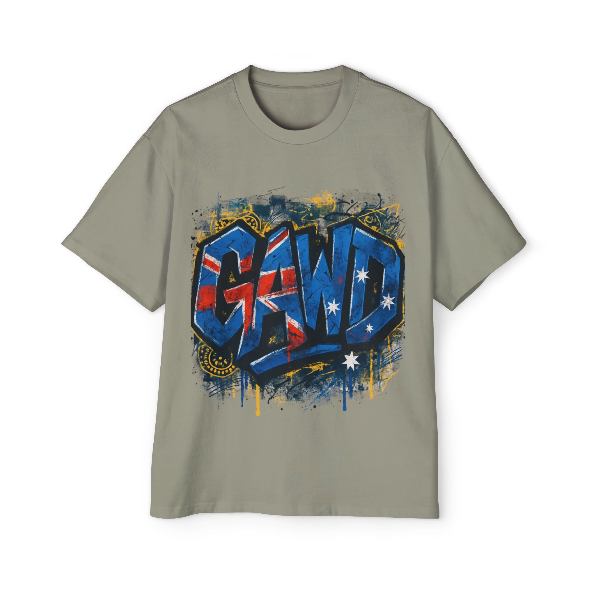 Graphic Tee — Patriotic Graffiti 'GAWD' Front & 'Rugged by Nature. Refined by Design.' Back