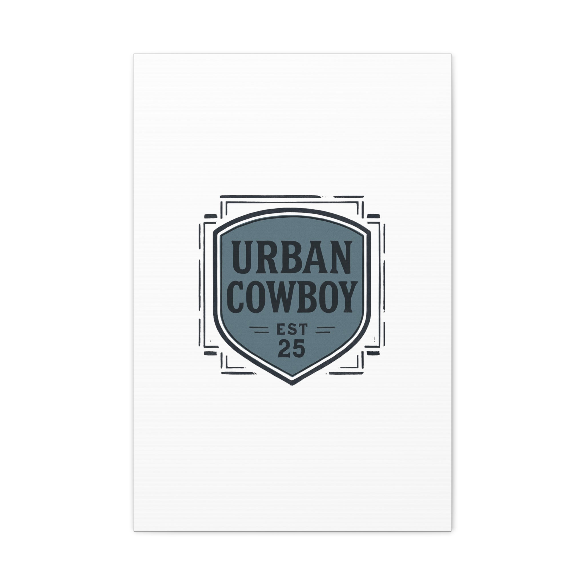 Urban Cowboy Shield Matte Canvas Wall Art — “URBAN COWBOY EST 25” Stretched Canvas