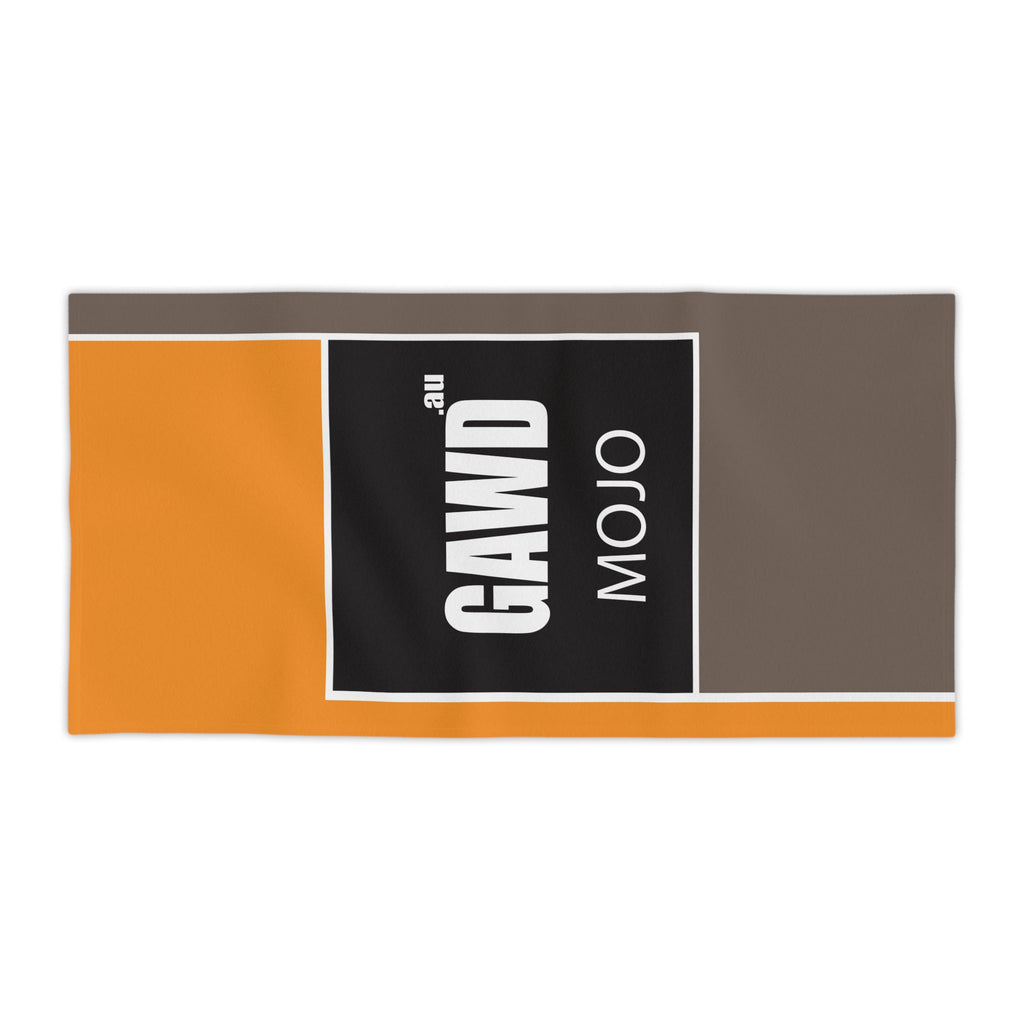 GAWD Mojo Beach Towel — Bold Retro Orange & Taupe Pool Towel