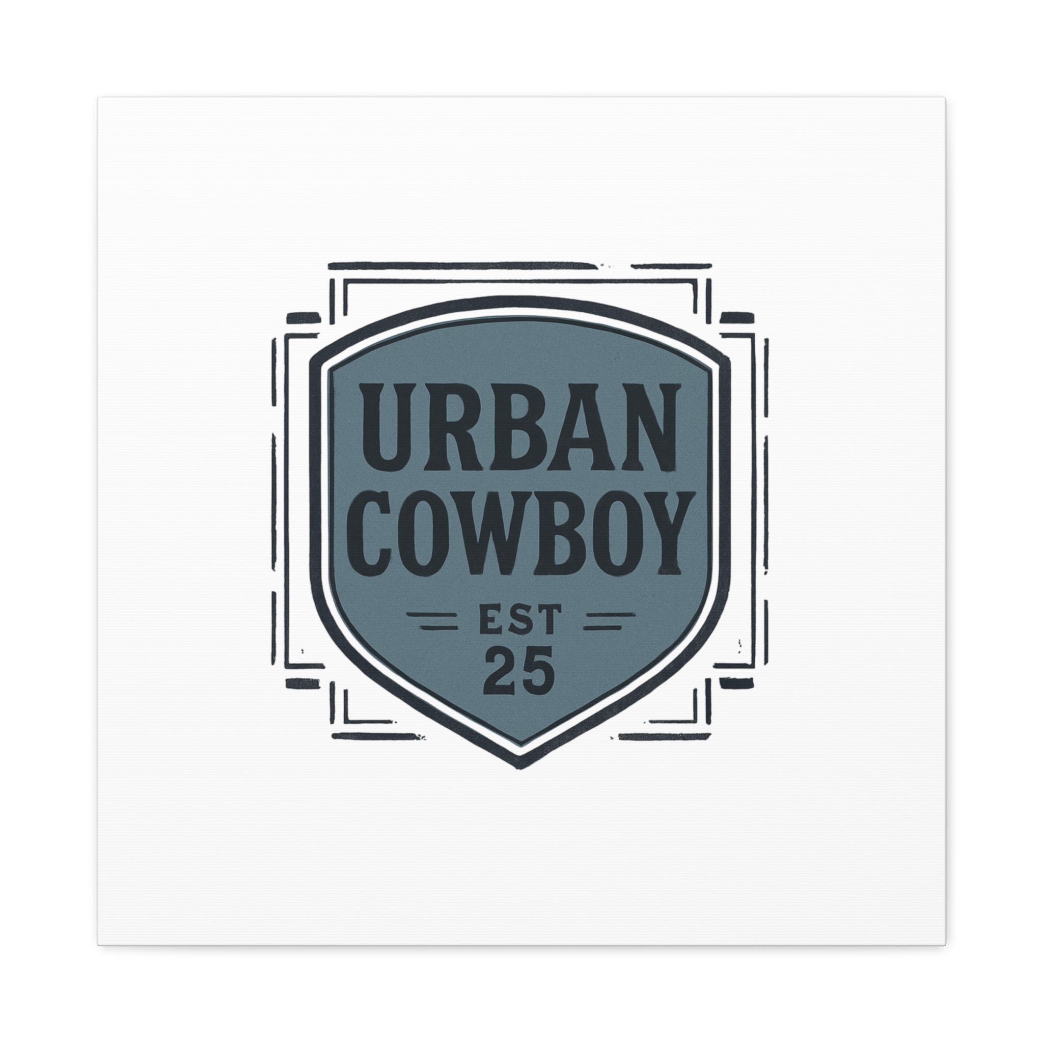 Urban Cowboy Shield Matte Canvas Wall Art — “URBAN COWBOY EST 25” Stretched Canvas