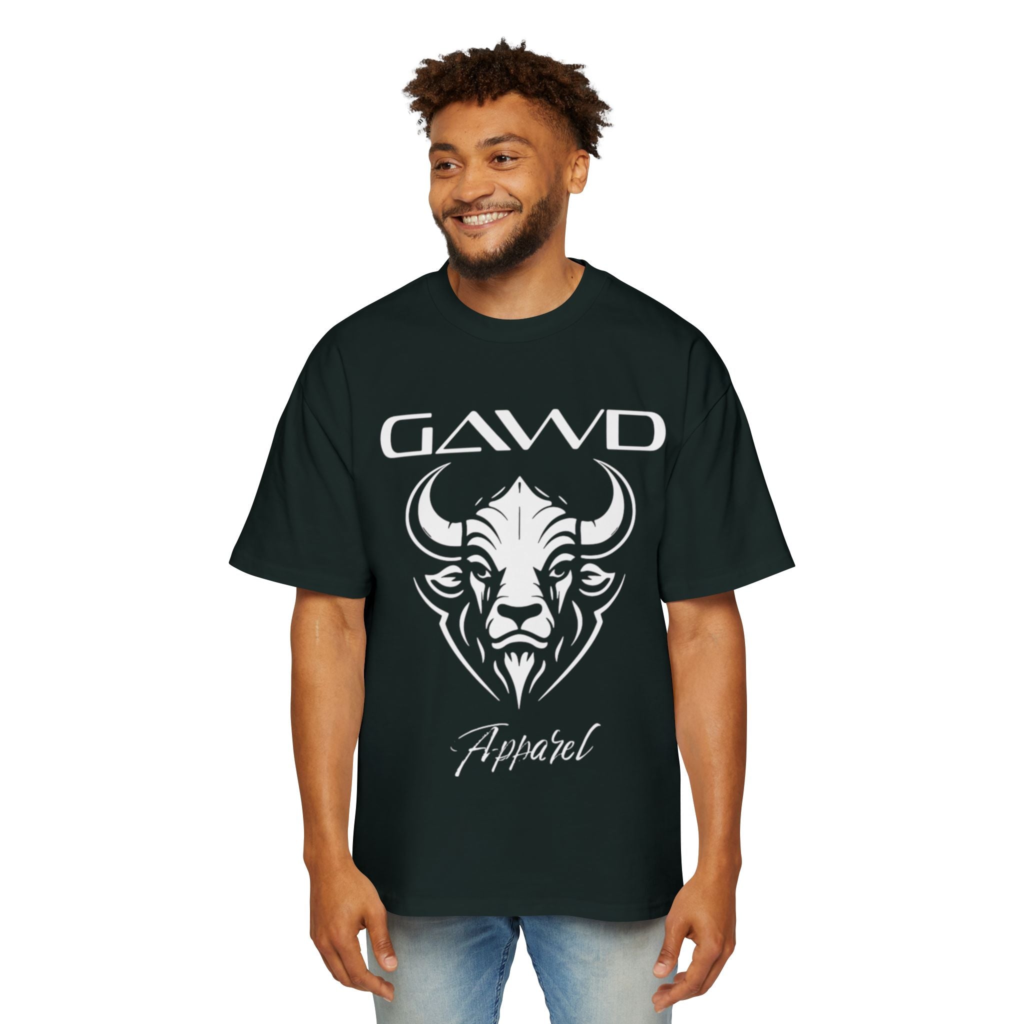 GAWD Bull Graphic Tee — Men's Oversized Red T‑Shirt (Apparel)