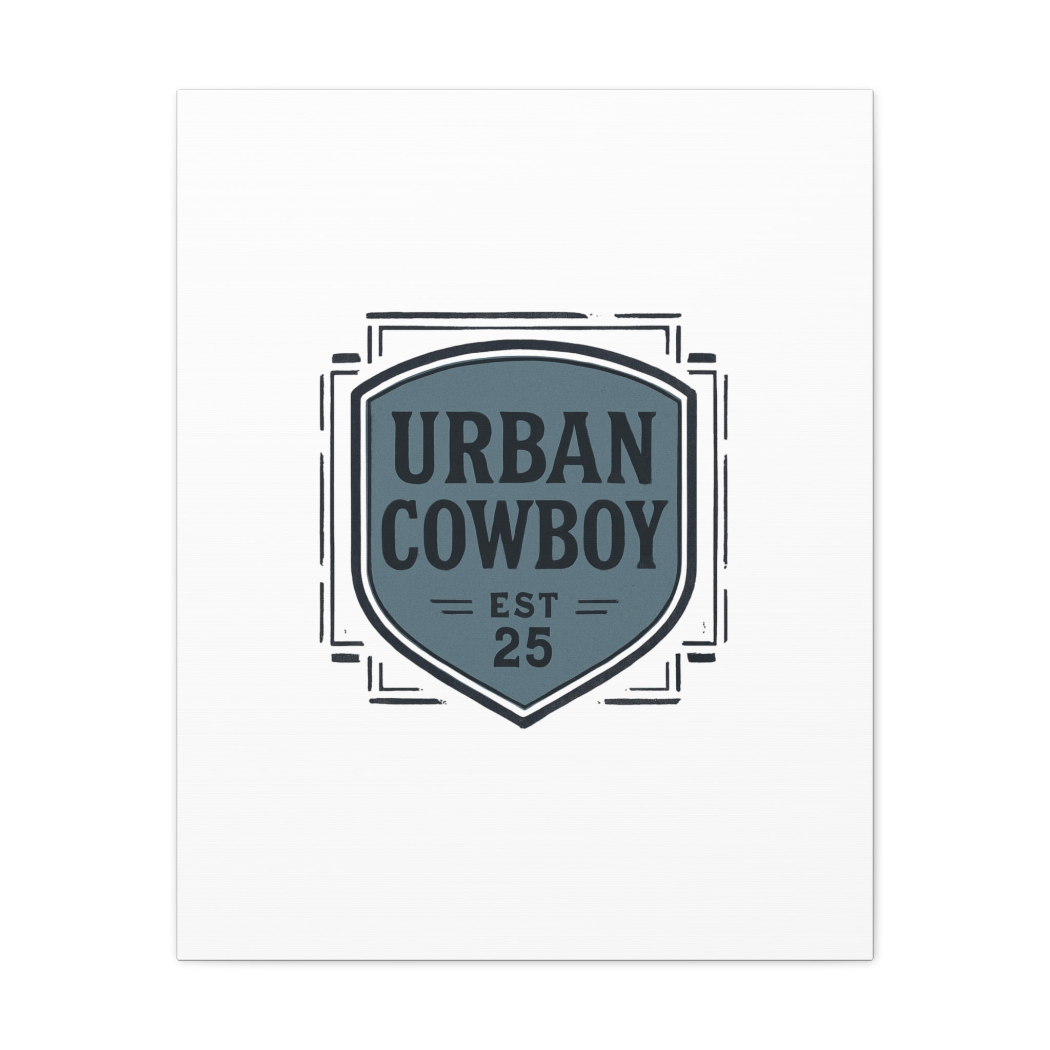 Urban Cowboy Shield Matte Canvas Wall Art — “URBAN COWBOY EST 25” Stretched Canvas