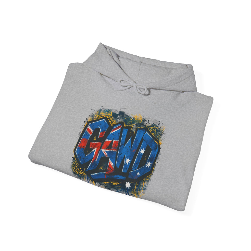 Rugged by Nature, Refined by Design Hoodie — Graffiti Chest Logo Pullover