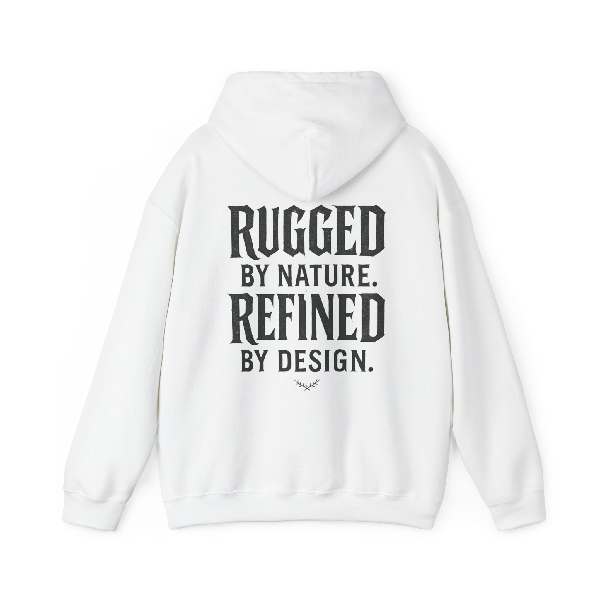 Rugged by Nature, Refined by Design Hoodie — Graffiti Chest Logo Pullover