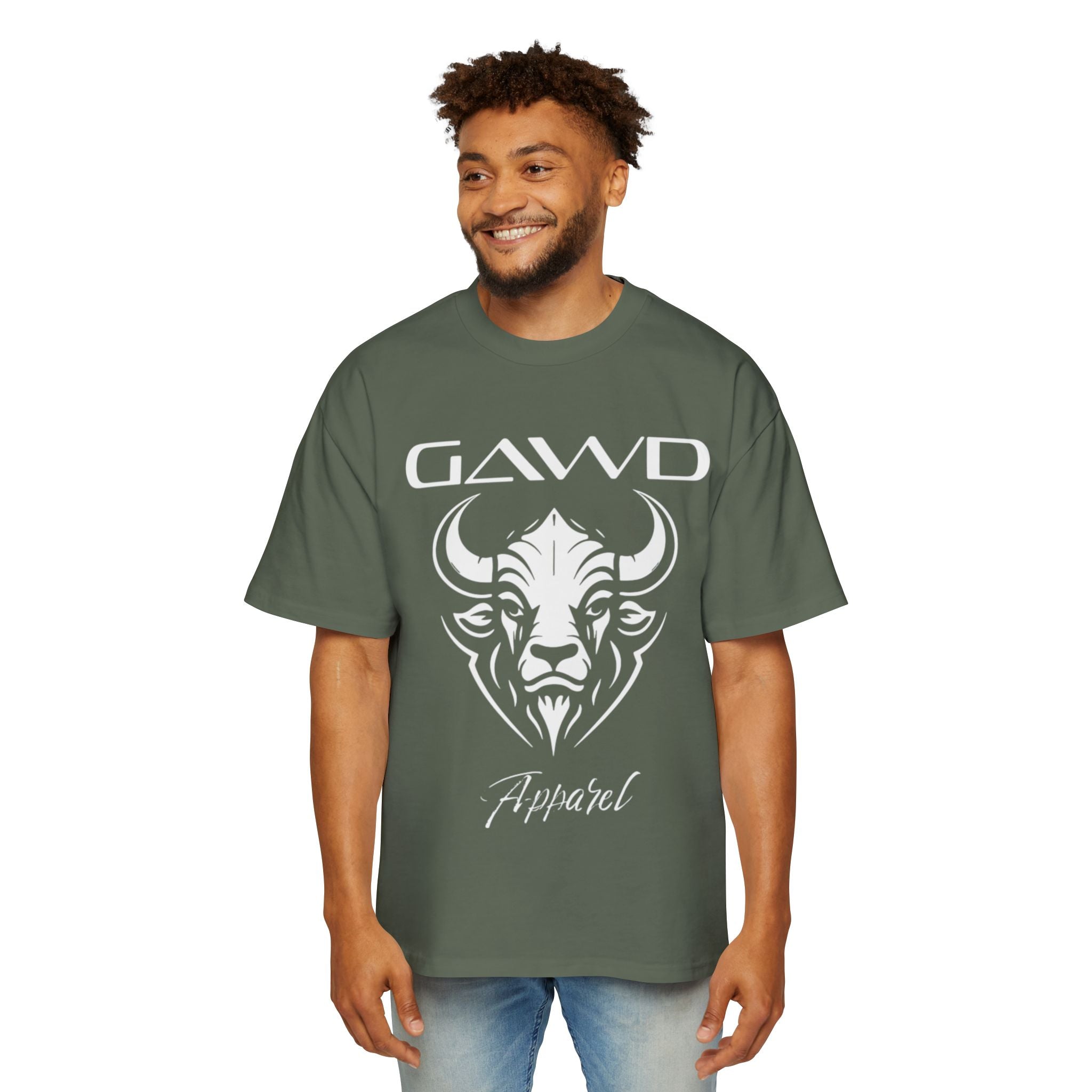 GAWD Bull Graphic Tee — Men's Oversized Red T‑Shirt (Apparel)