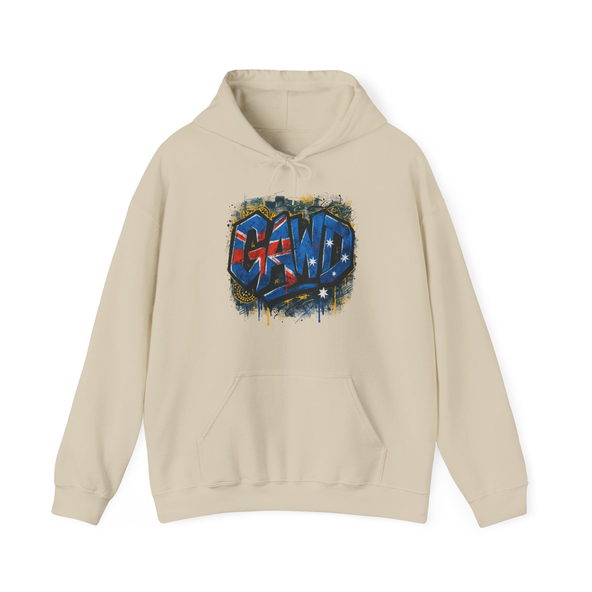 Rugged by Nature, Refined by Design Hoodie — Graffiti Chest Logo Pullover
