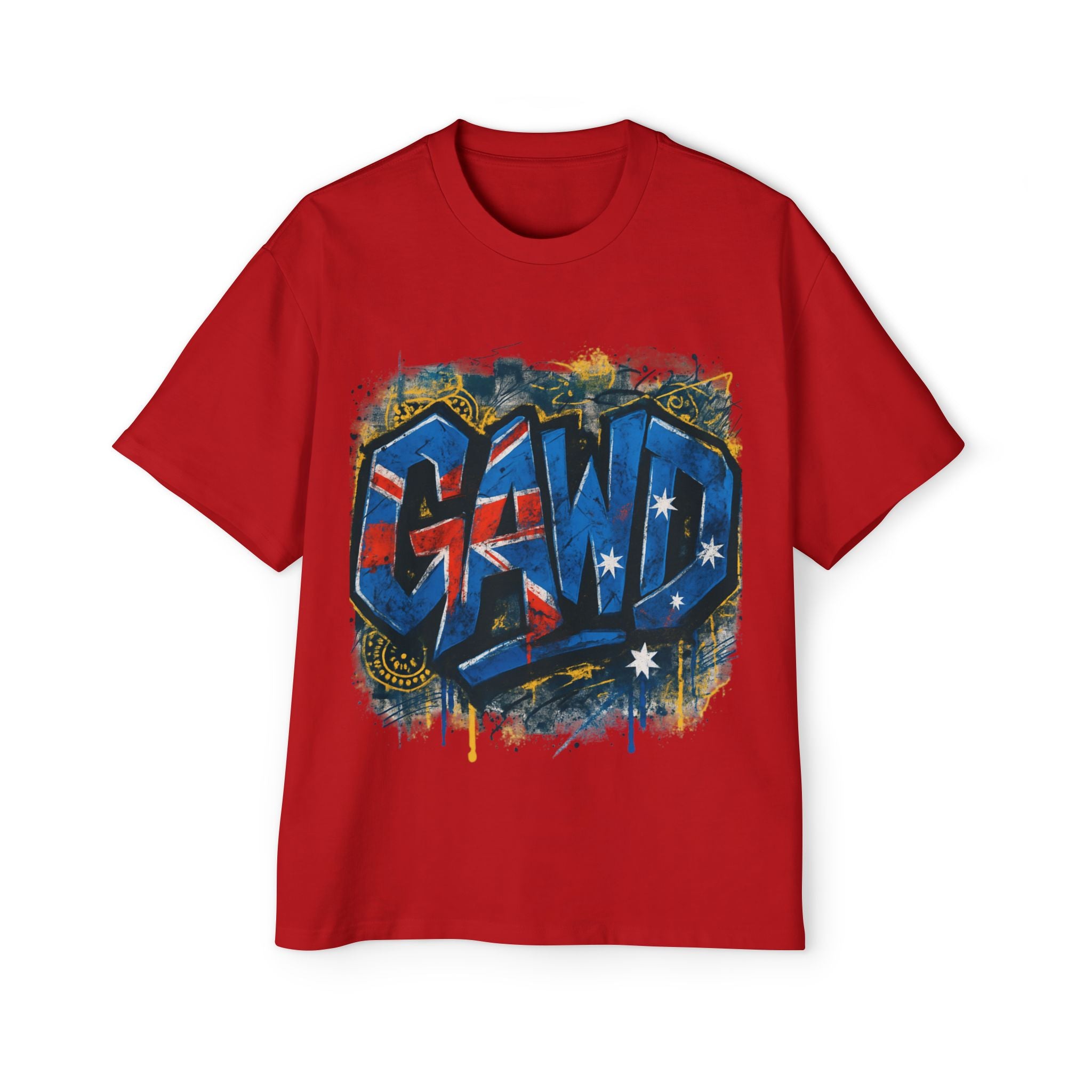 Graphic Tee — Patriotic Graffiti 'GAWD' Front & 'Rugged by Nature. Refined by Design.' Back