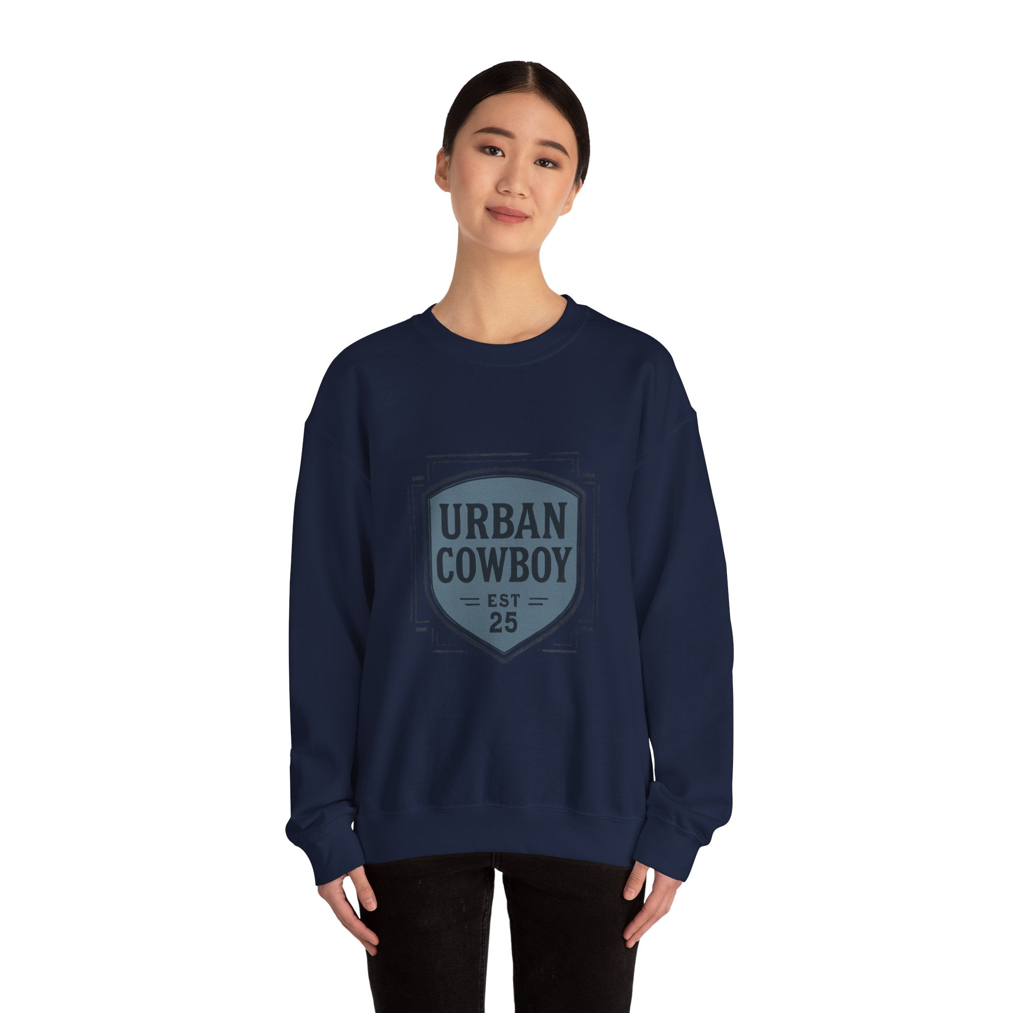Urban Cowboy Crewneck Sweatshirt — Retro Shield Logo (Est. 25)