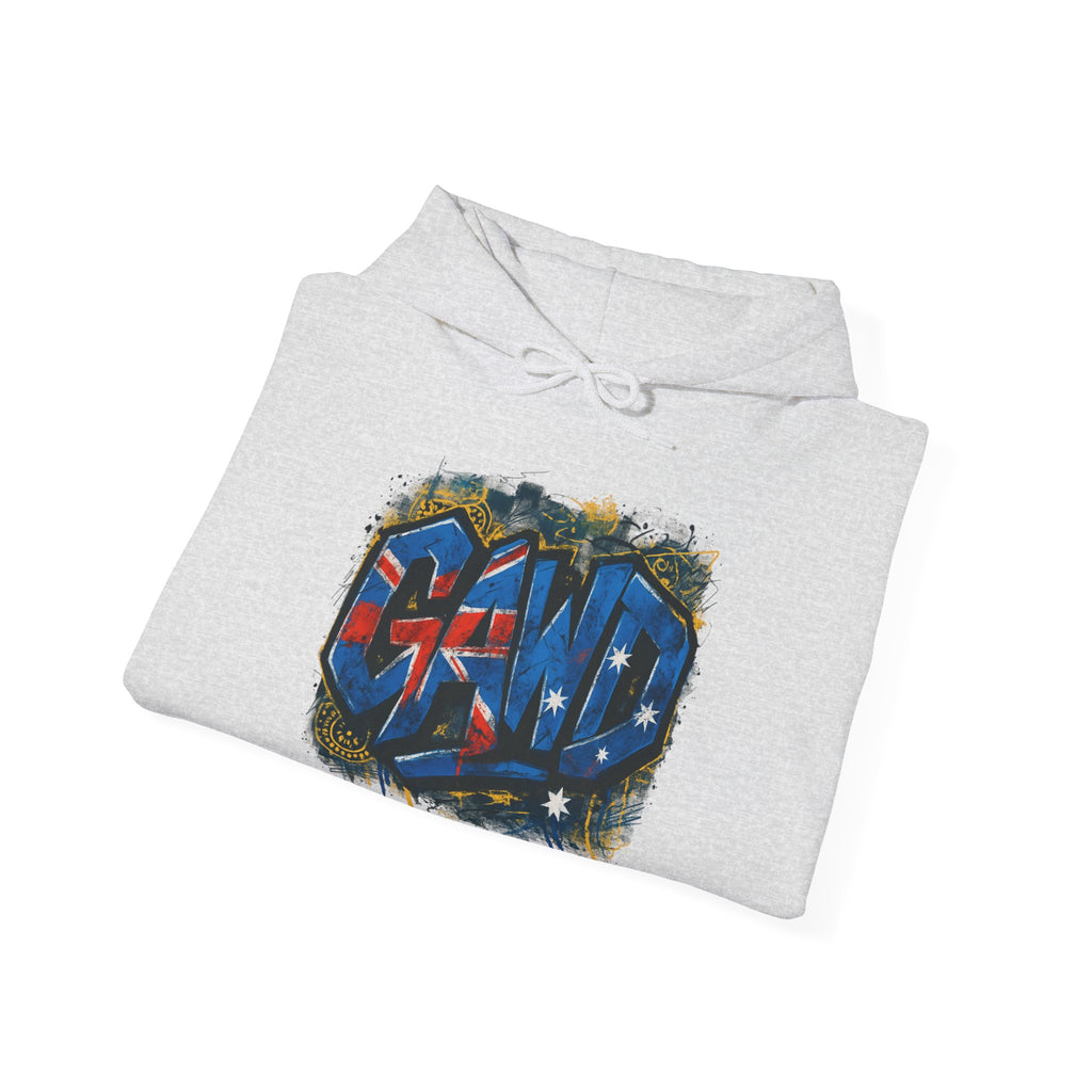 Rugged by Nature, Refined by Design Hoodie — Graffiti Chest Logo Pullover