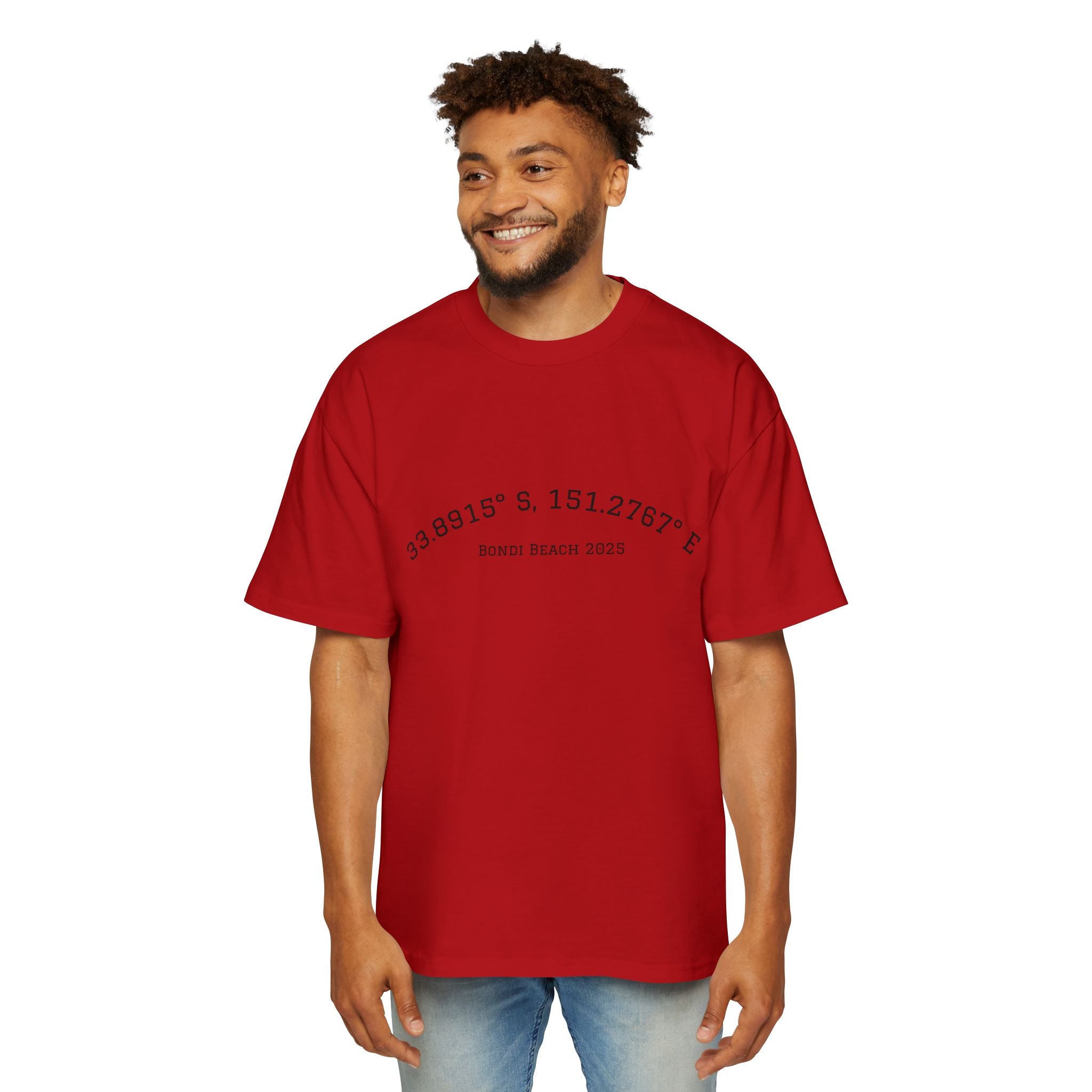 GAWD Coordinates Oversized Tee — Bondi Beach 33.8915S 151.2767E