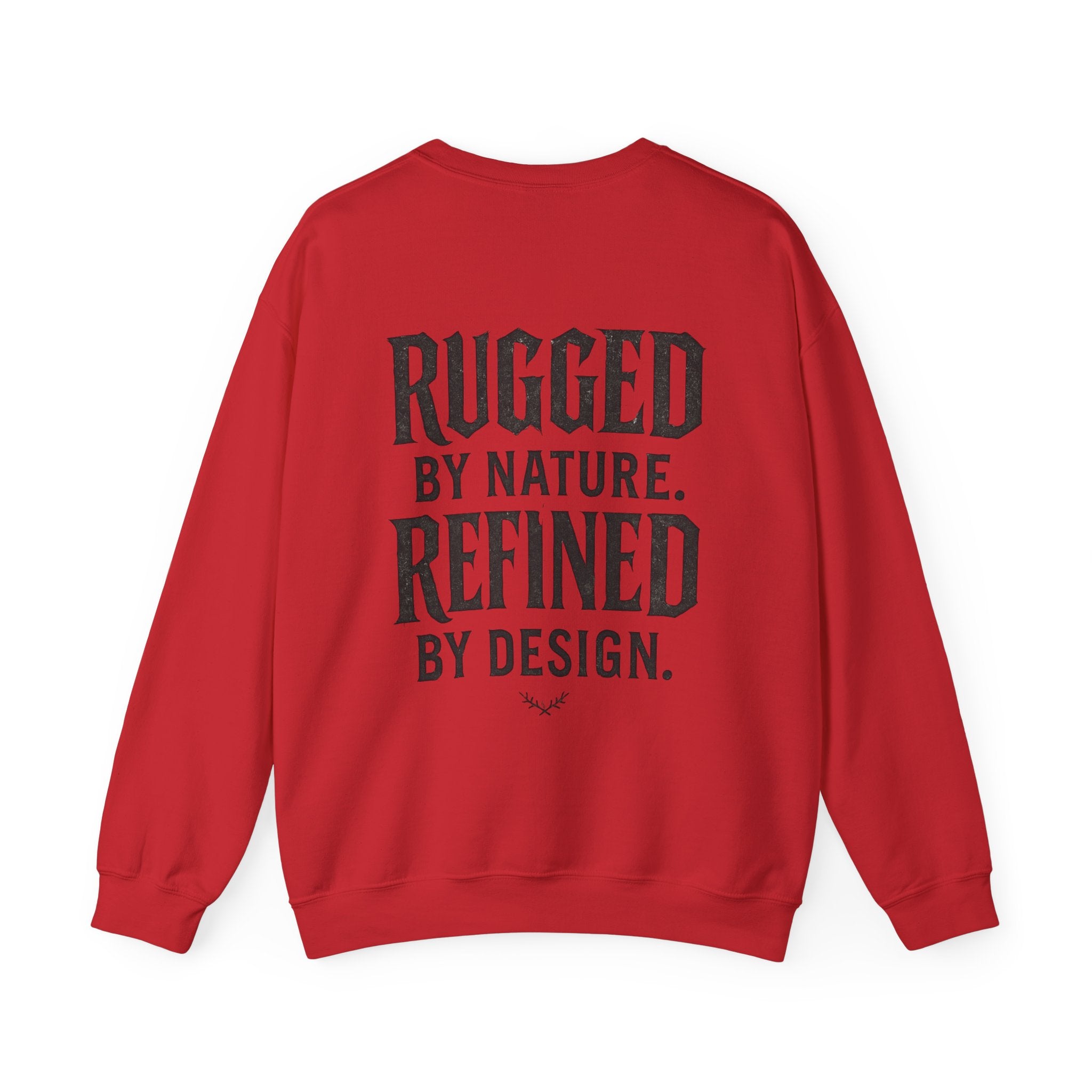 Graffiti Crewneck Sweatshirt — 'GAWD' Street Art Front with "Rugged by Nature. Refined by Design." Back