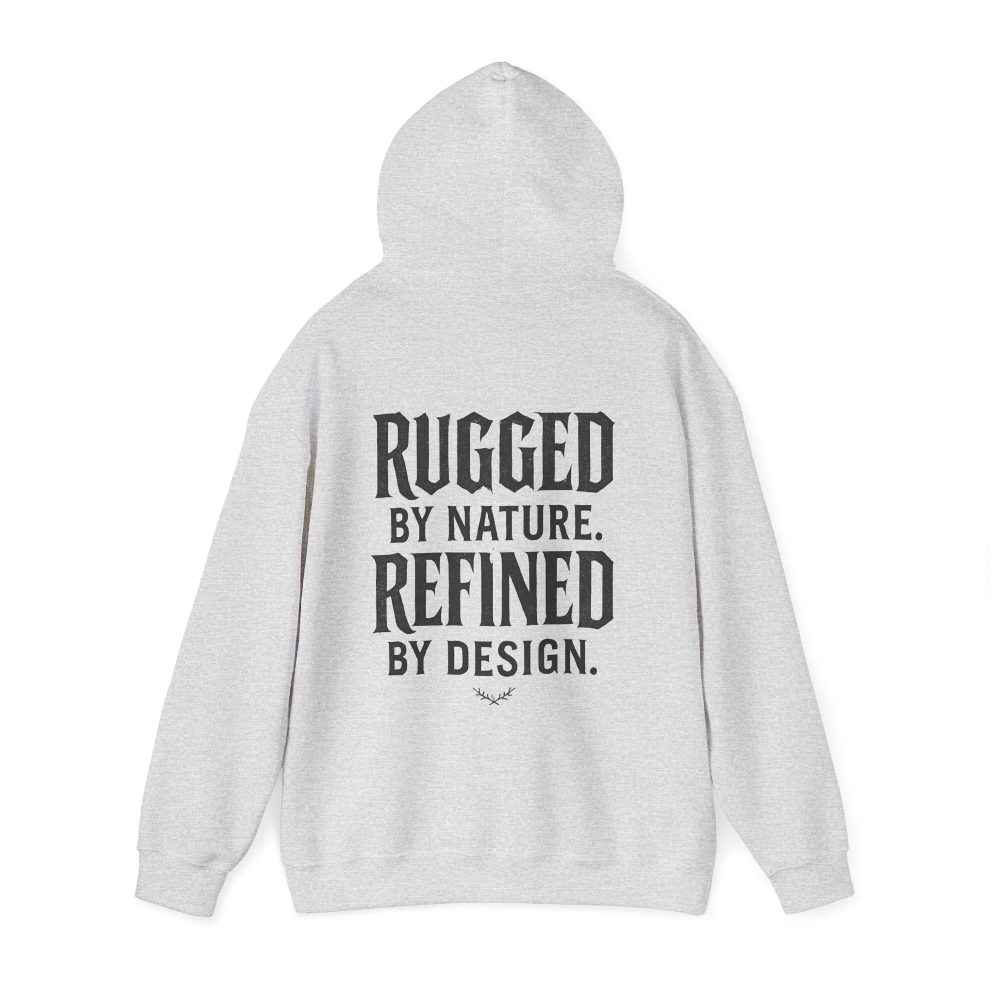 Rugged by Nature, Refined by Design Hoodie — Graffiti Chest Logo Pullover