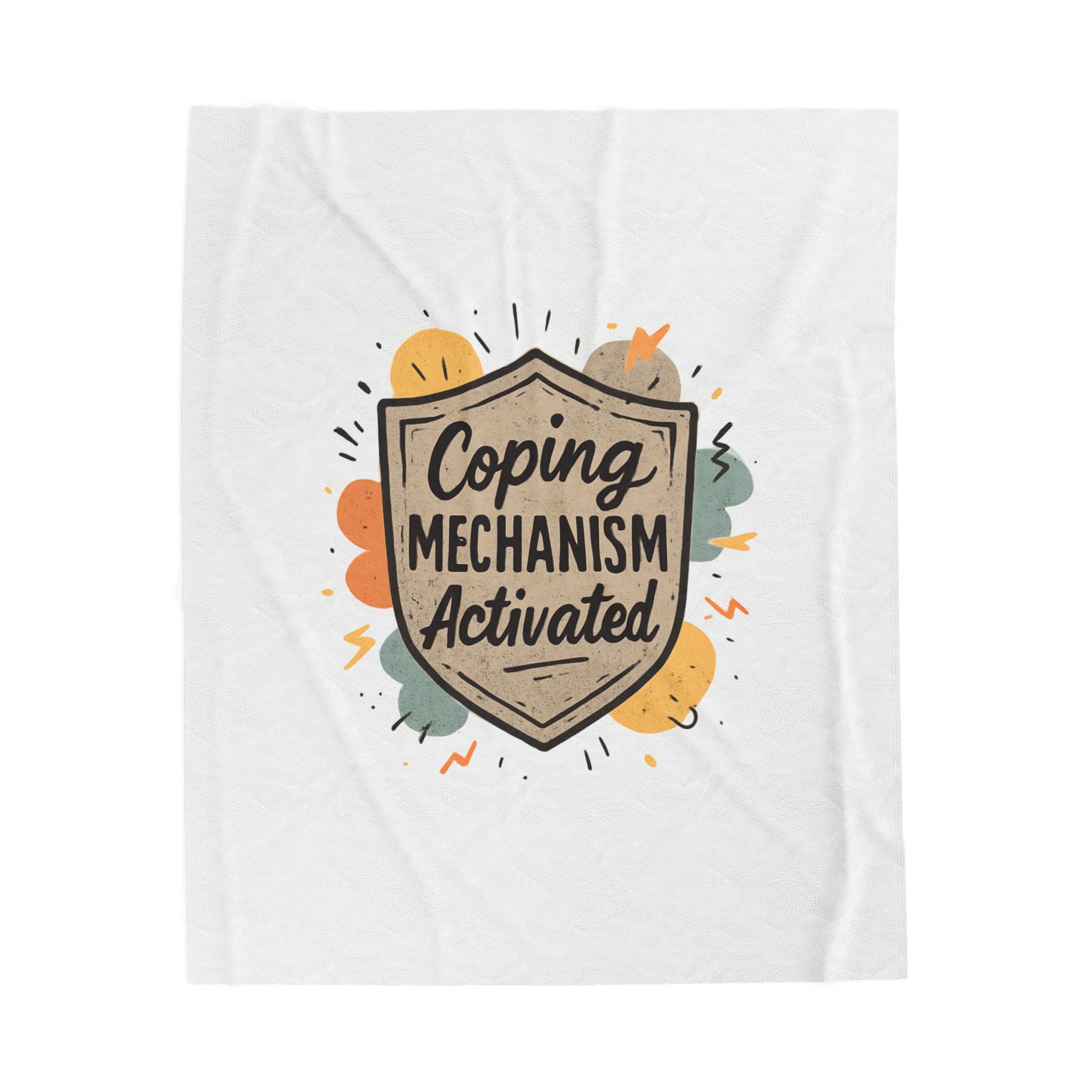 Velveteen Plush Blanket — "Coping Mechanism Activated" Cozy Throw for Stress Relief & Self-Care