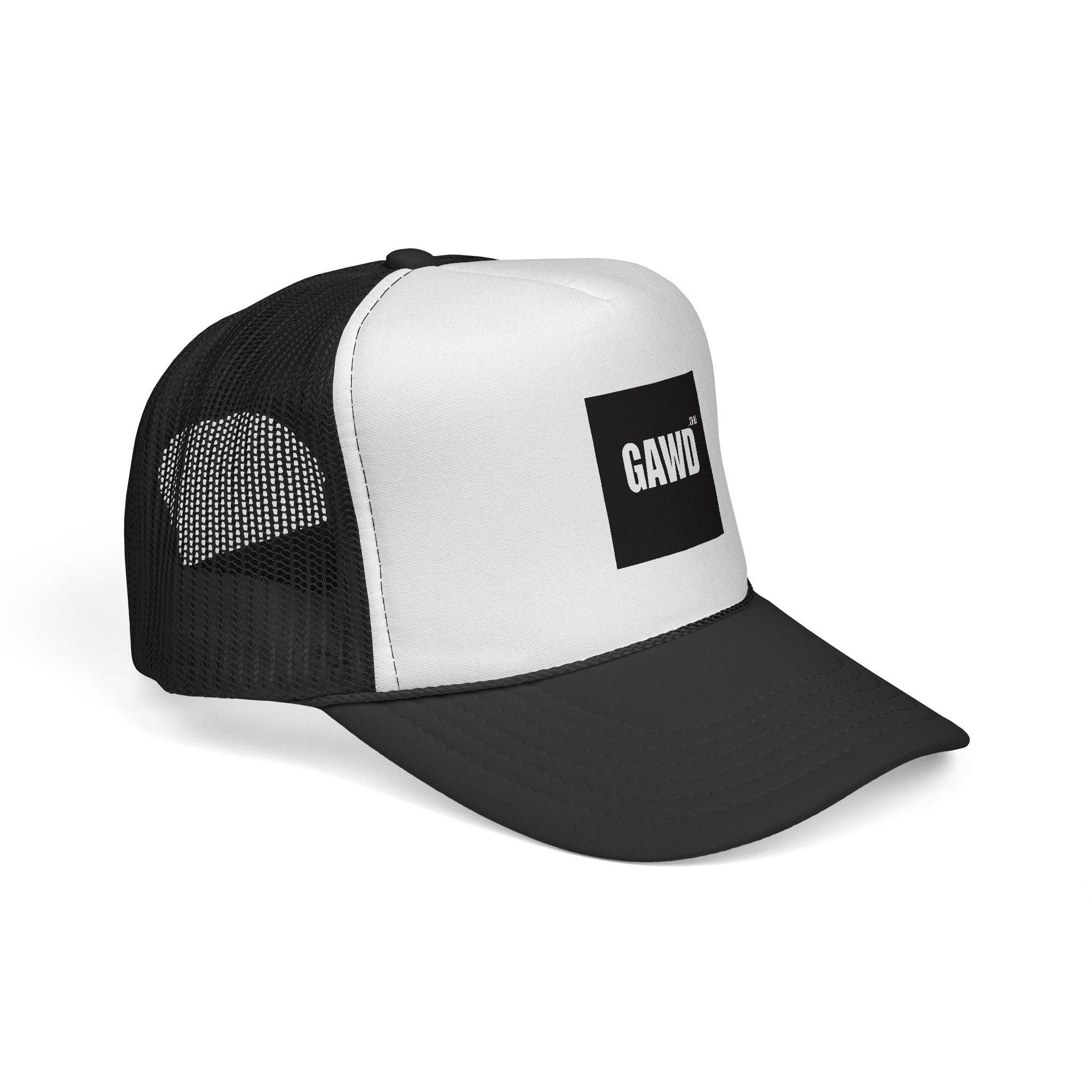 GAWD Black & White Trucker Hat —  Mesh Cap