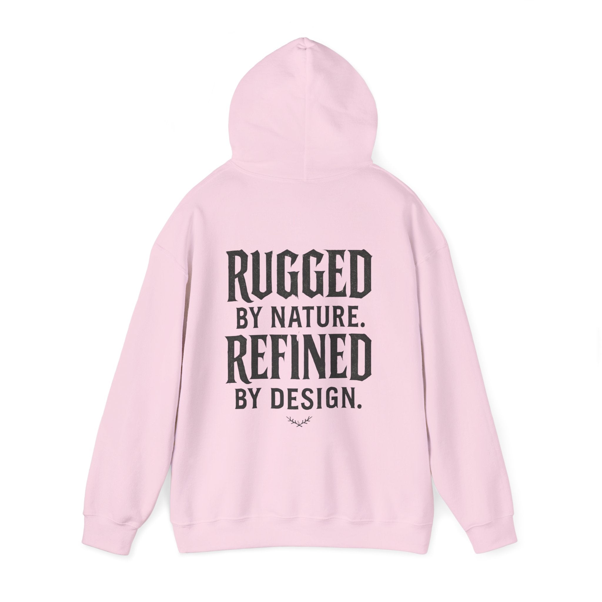 Rugged by Nature, Refined by Design Hoodie — Graffiti Chest Logo Pullover