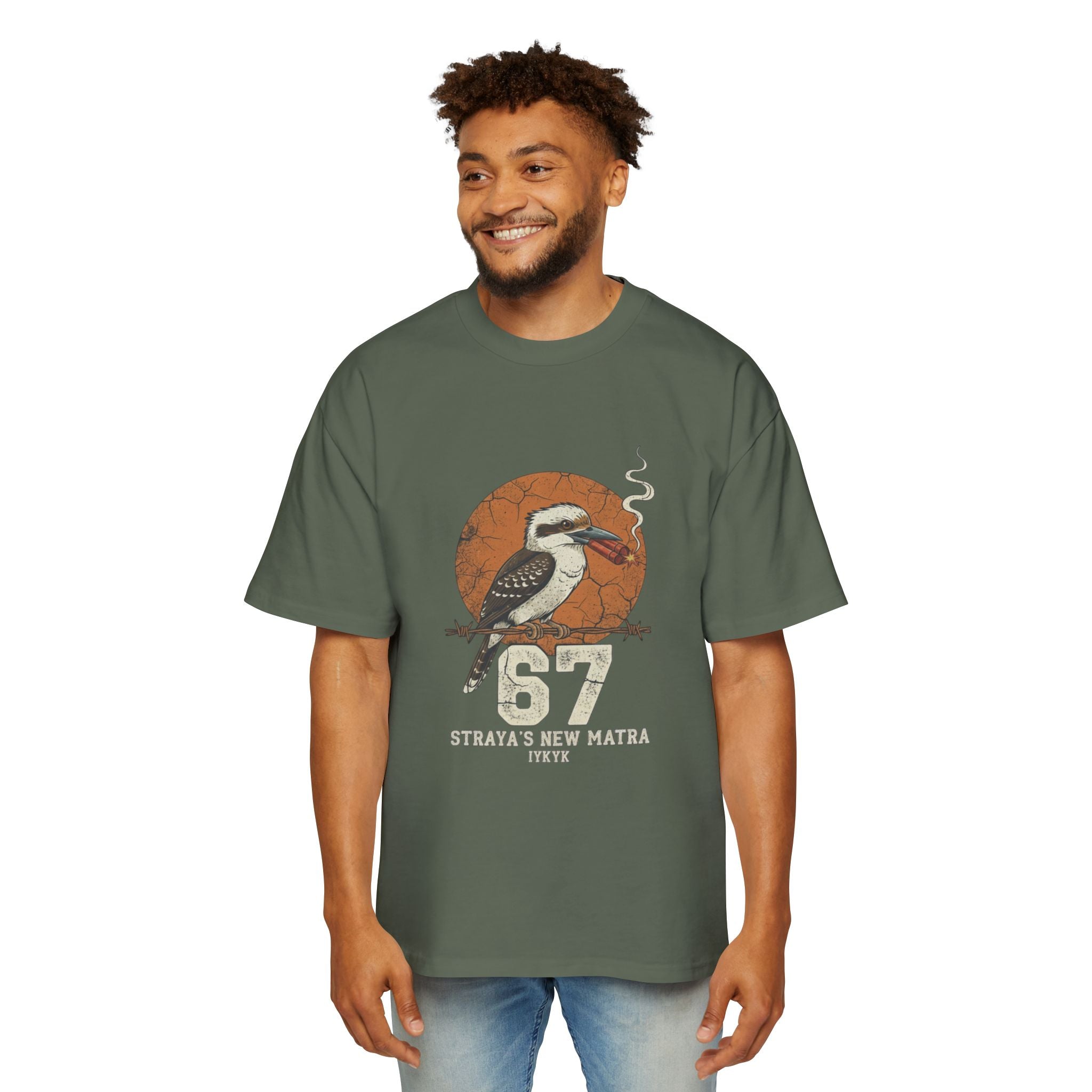 Kookaburra '67 Retro Graphic Tee – Straya's New Matra Men's Oversized Shirt