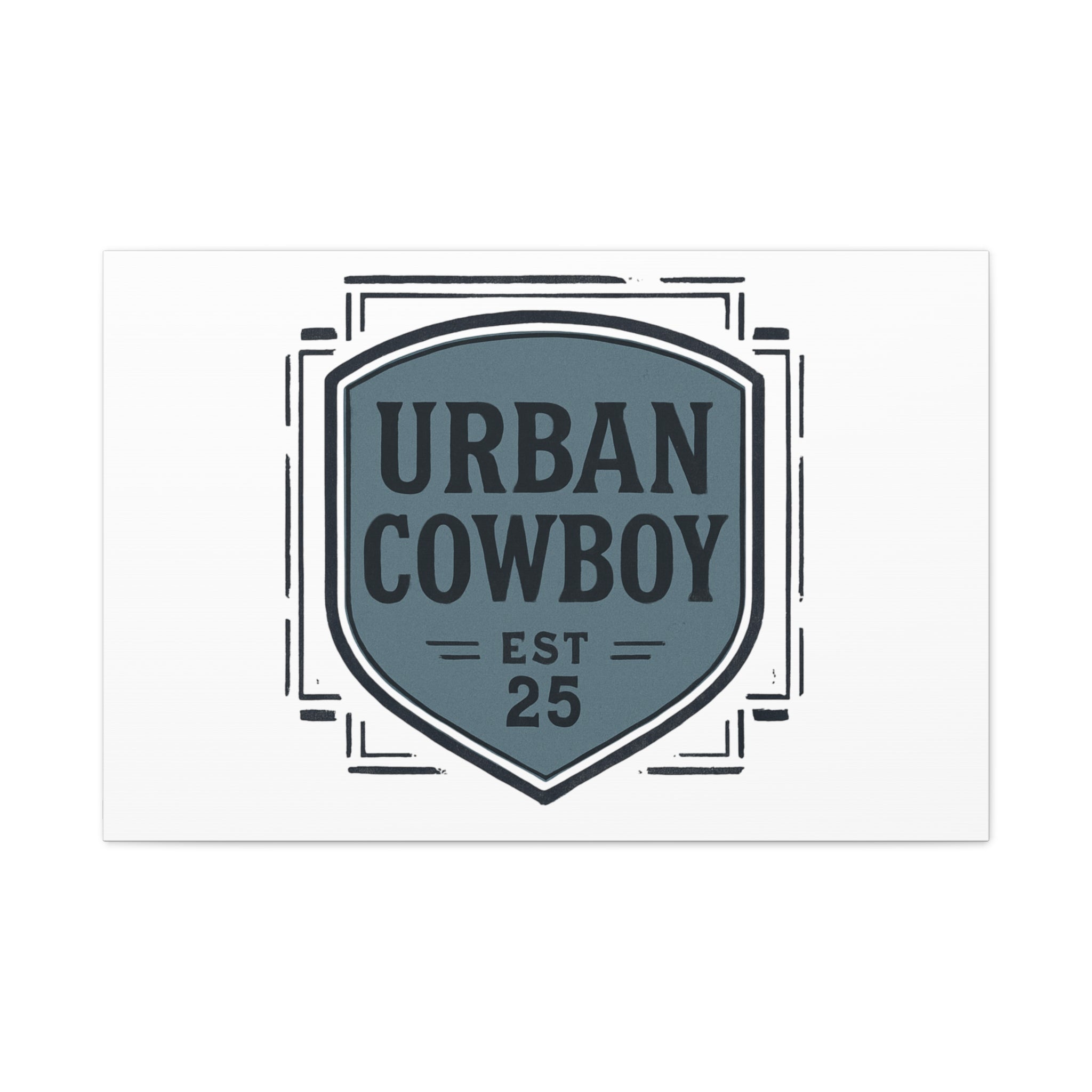 Urban Cowboy Shield Matte Canvas Wall Art — “URBAN COWBOY EST 25” Stretched Canvas