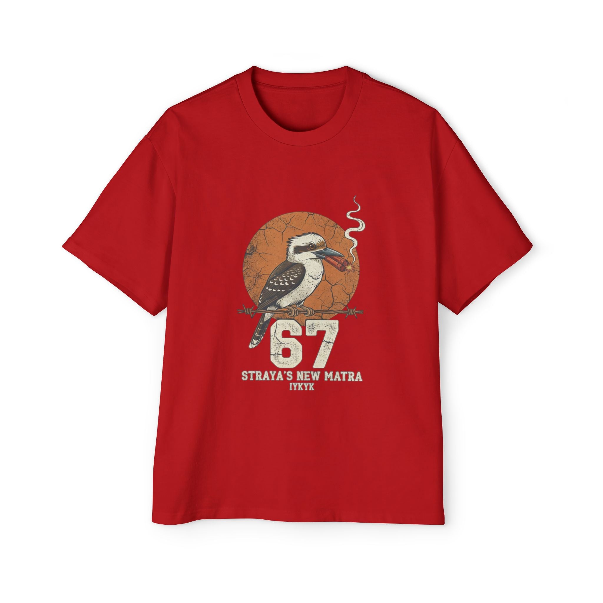 Kookaburra '67 Retro Graphic Tee – Straya's New Matra Men's Oversized Shirt