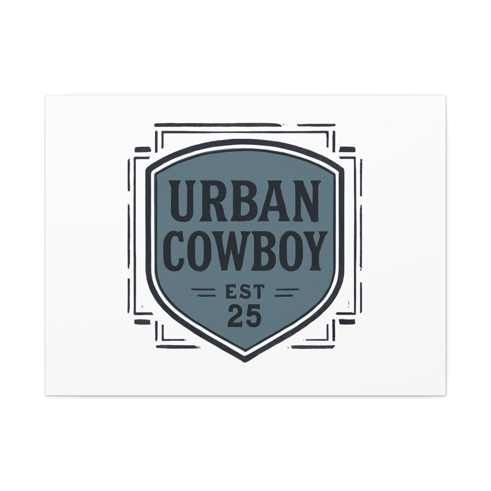 Urban Cowboy Shield Matte Canvas Wall Art — “URBAN COWBOY EST 25” Stretched Canvas
