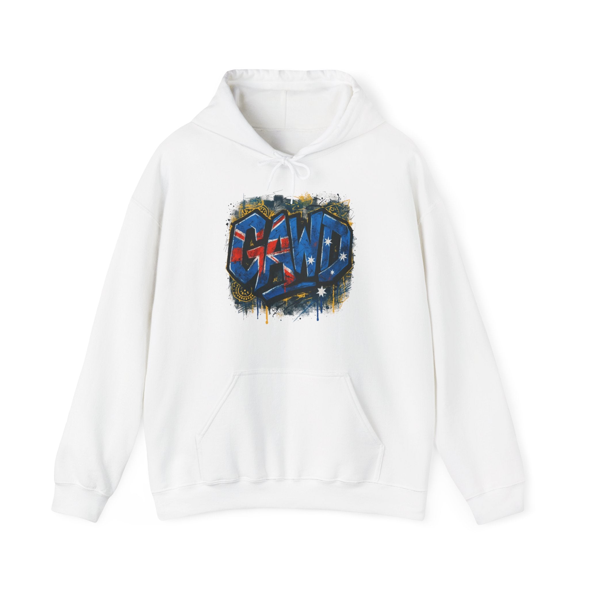 Rugged by Nature, Refined by Design Hoodie — Graffiti Chest Logo Pullover