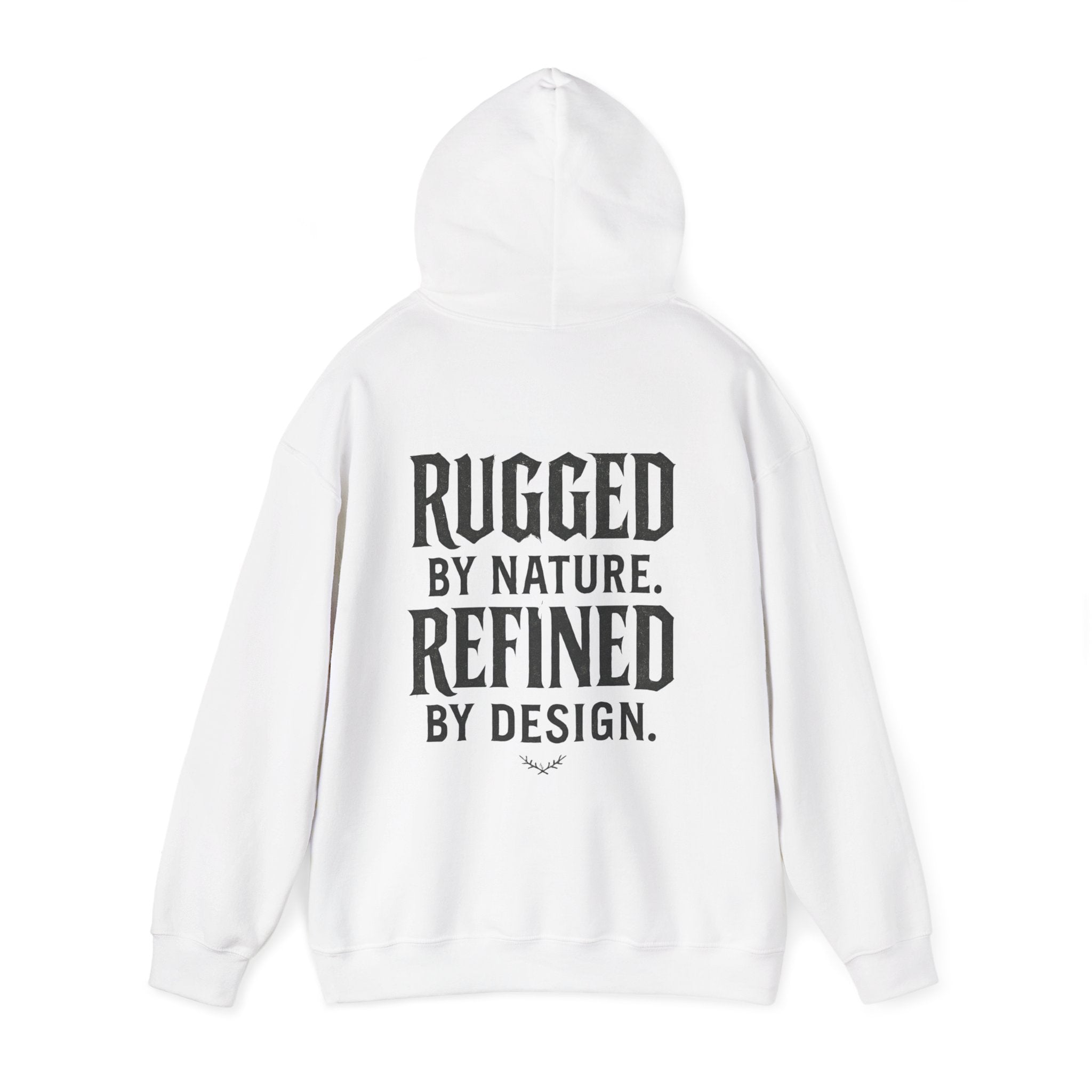 Rugged by Nature, Refined by Design Hoodie — Graffiti Chest Logo Pullover