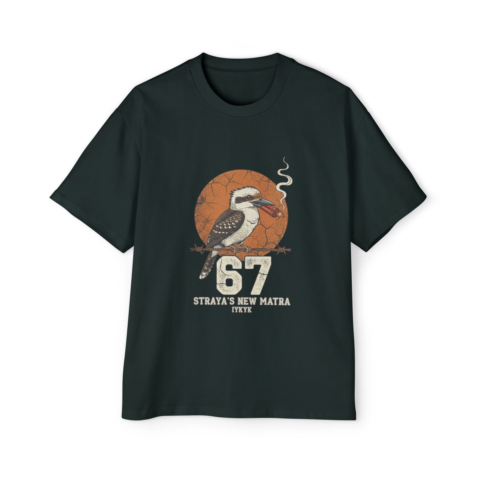 Kookaburra '67 Retro Graphic Tee – Straya's New Matra Men's Oversized Shirt