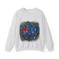 Graffiti Crewneck Sweatshirt — 'GAWD' Street Art Front with "Rugged by Nature. Refined by Design." Back