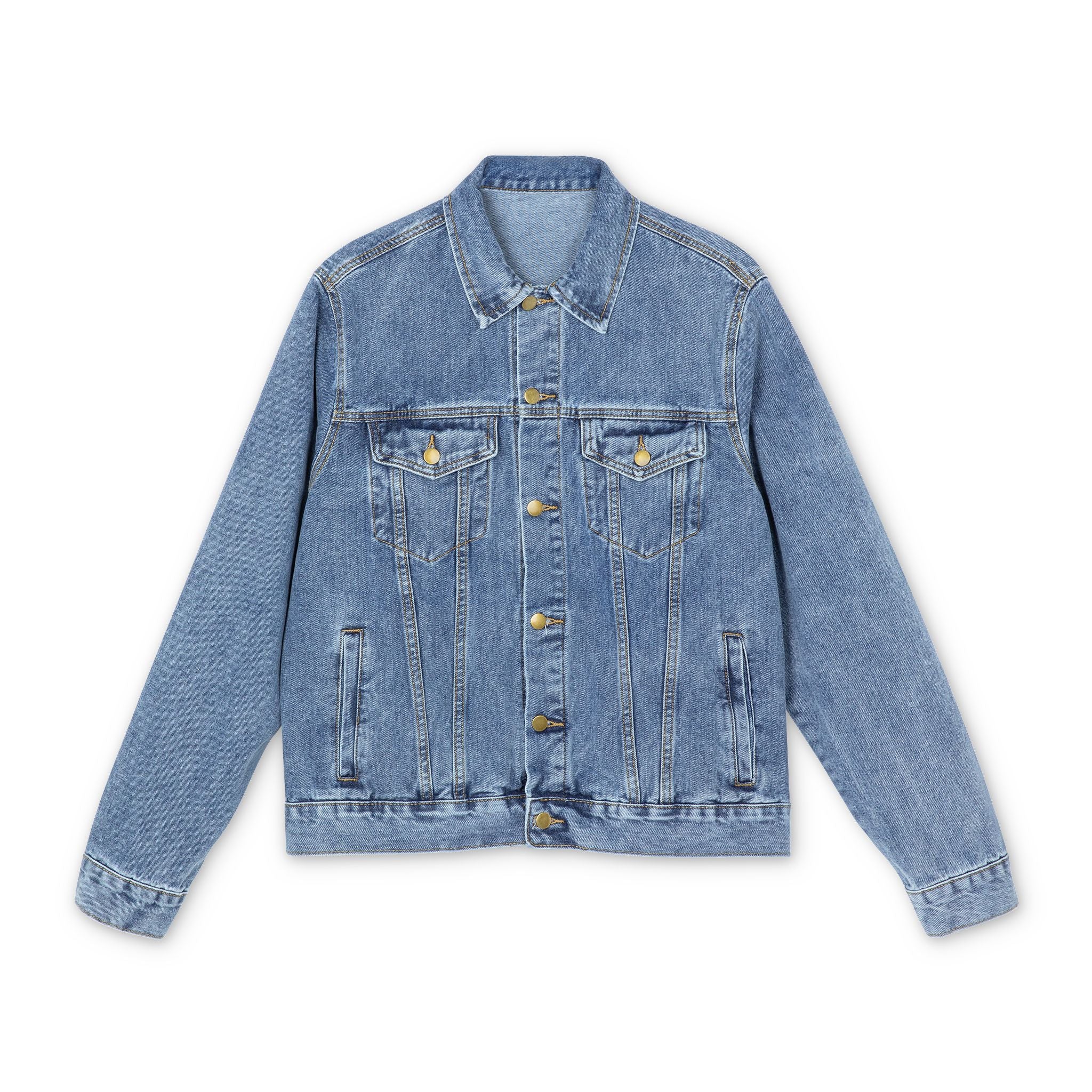 Denim Jacket — "Rugged by Nature, Refined by Design" Back Graphic